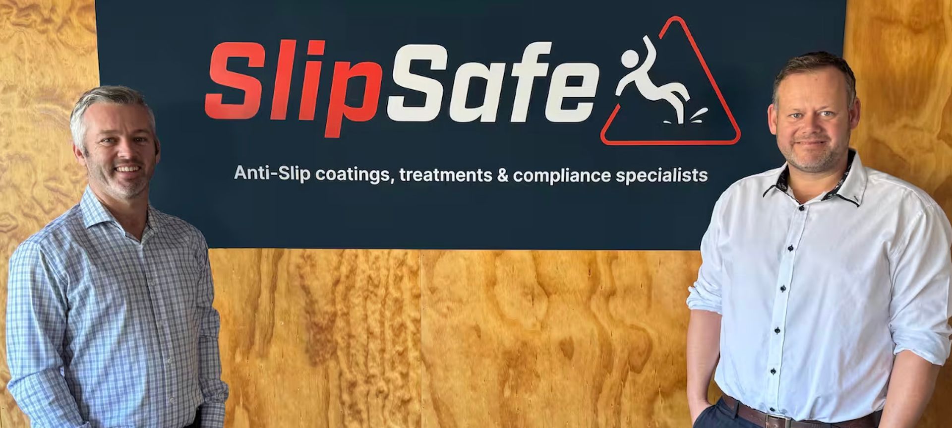 SlipSafe New Zealand general manager Michael Goldfinch (left) with founder and chief executive Jason Goldfinch.