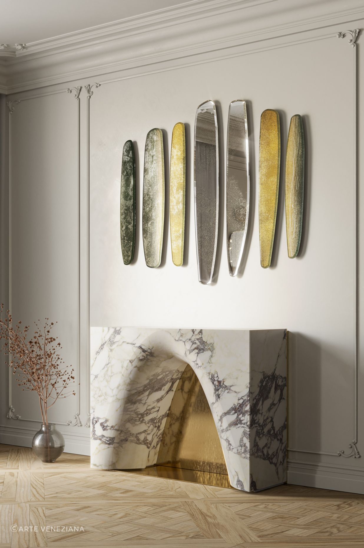 Scorci Verticali mirrors with Etna finishing