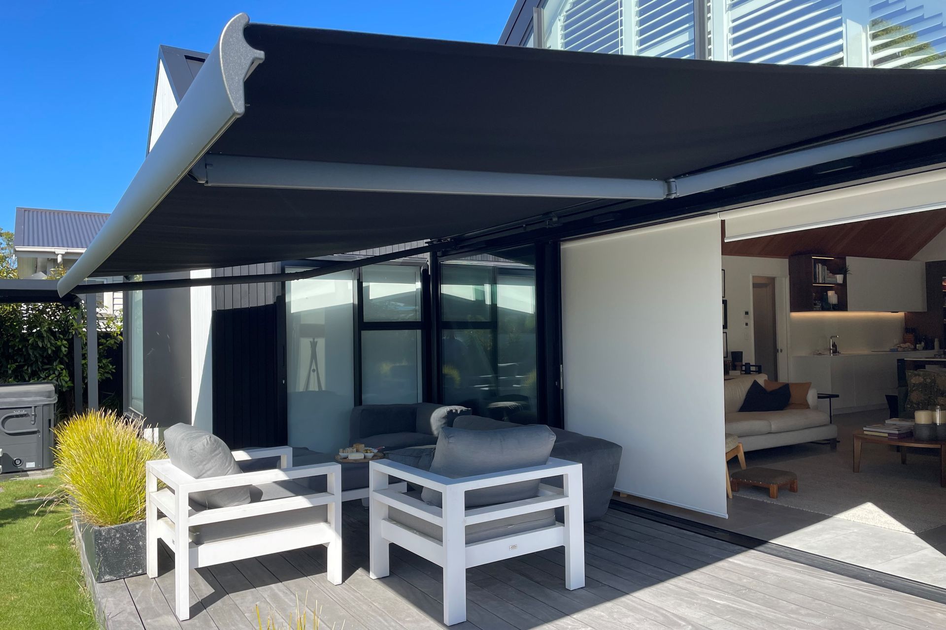 Awnings are ideal for those who require an unencumbered area below and full retractability.