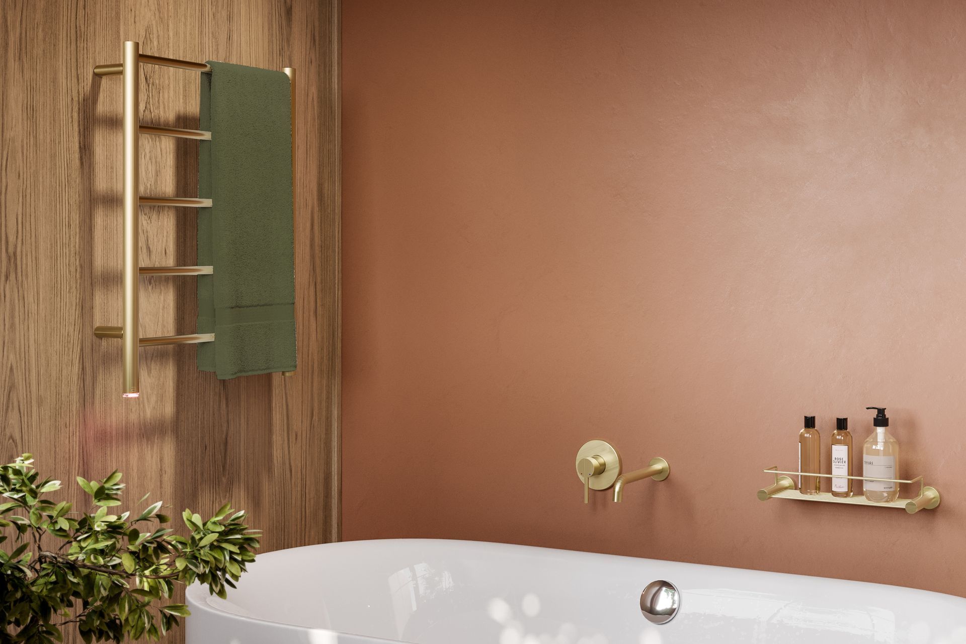 Natural 5 Bar 500mm Champagne Gold Heated Towel Rail