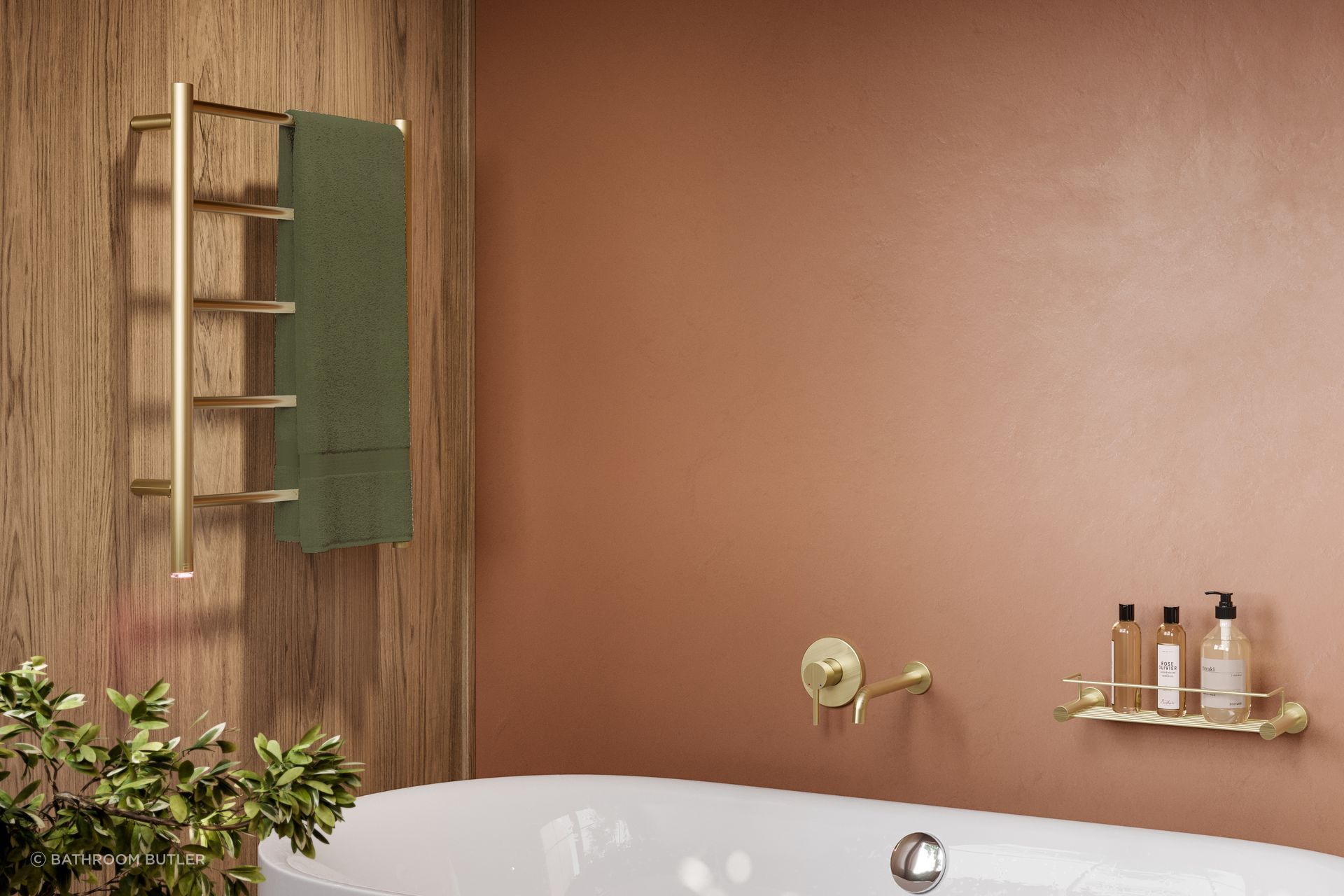 Natural 5 Bar 500mm Champagne Gold Heated Towel Rail