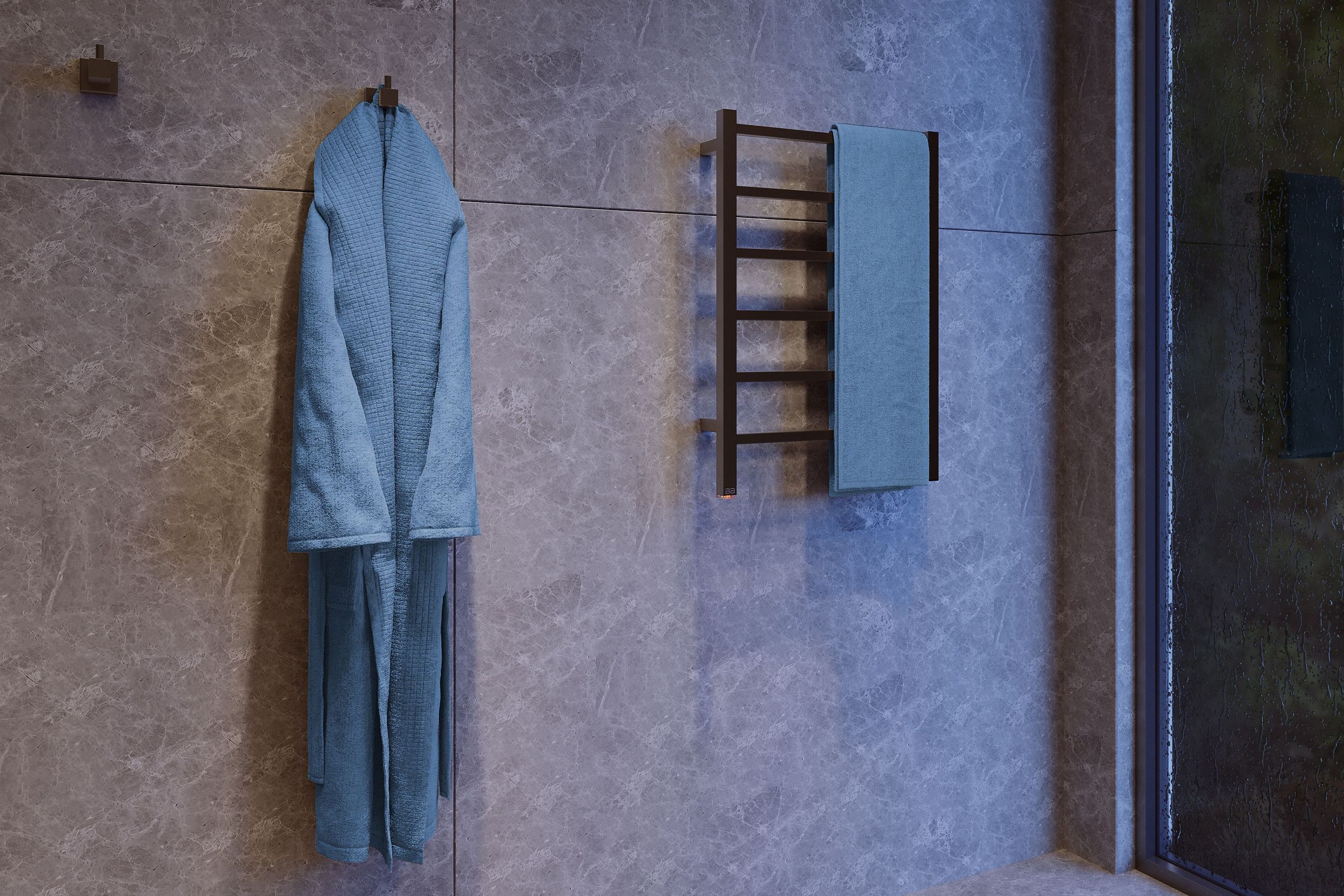 Cubic 6 Bar 530mm Matt Black Heated Towel Rail