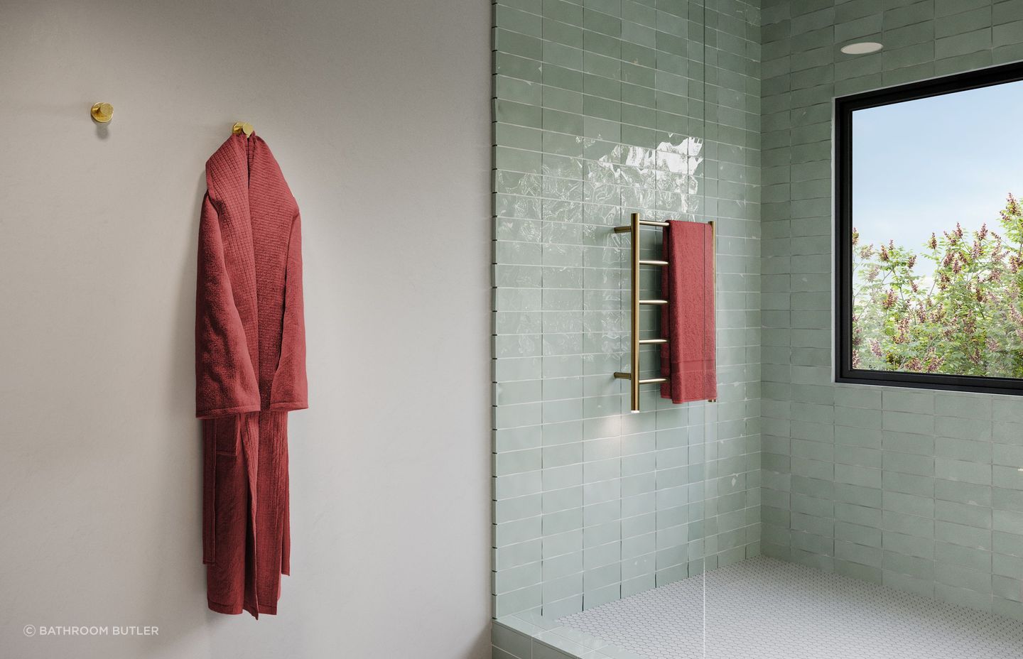 Natural 5 Bar 500mm Champagne Gold Heated Towel Rail