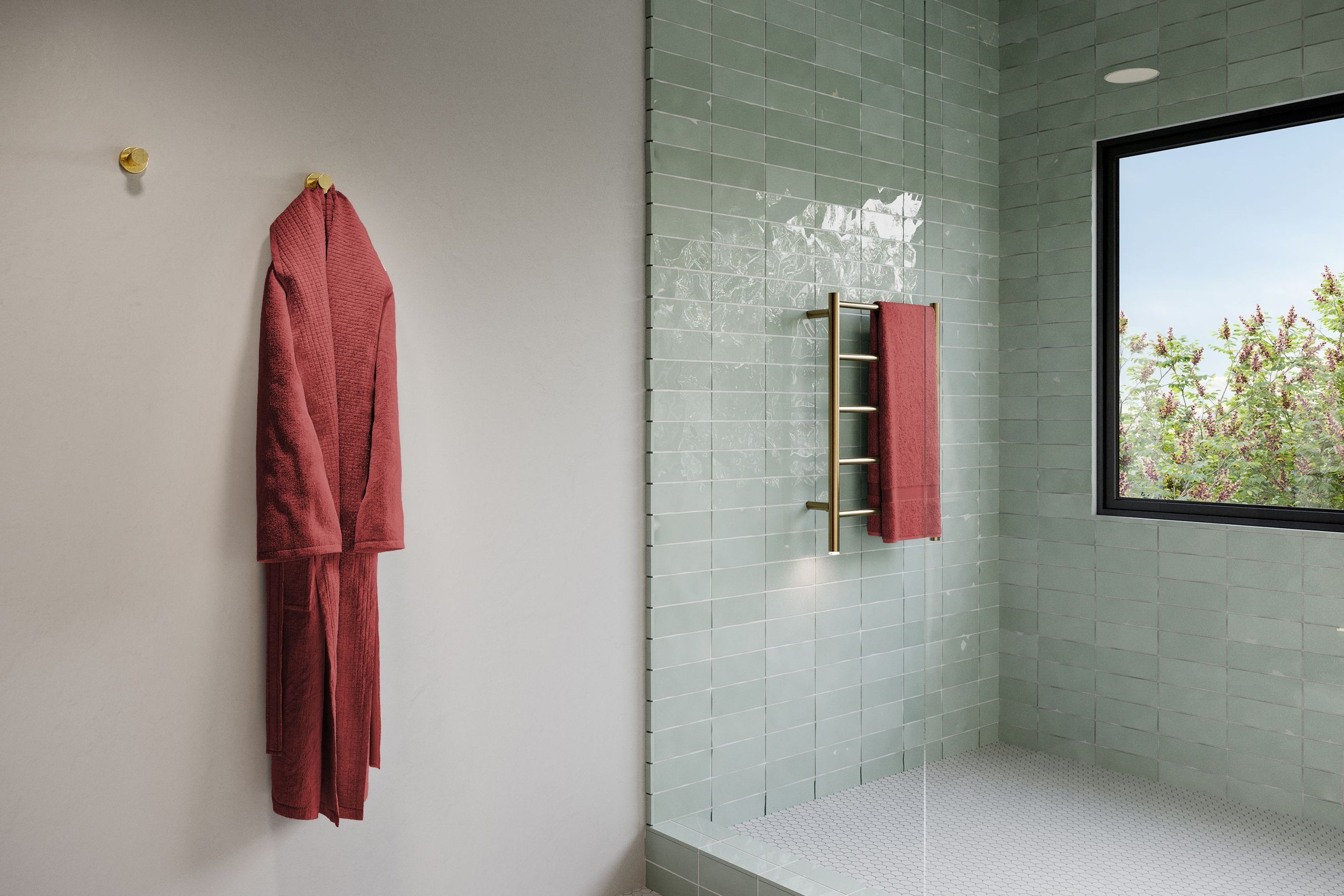 Natural 5 Bar 500mm Champagne Gold Heated Towel Rail