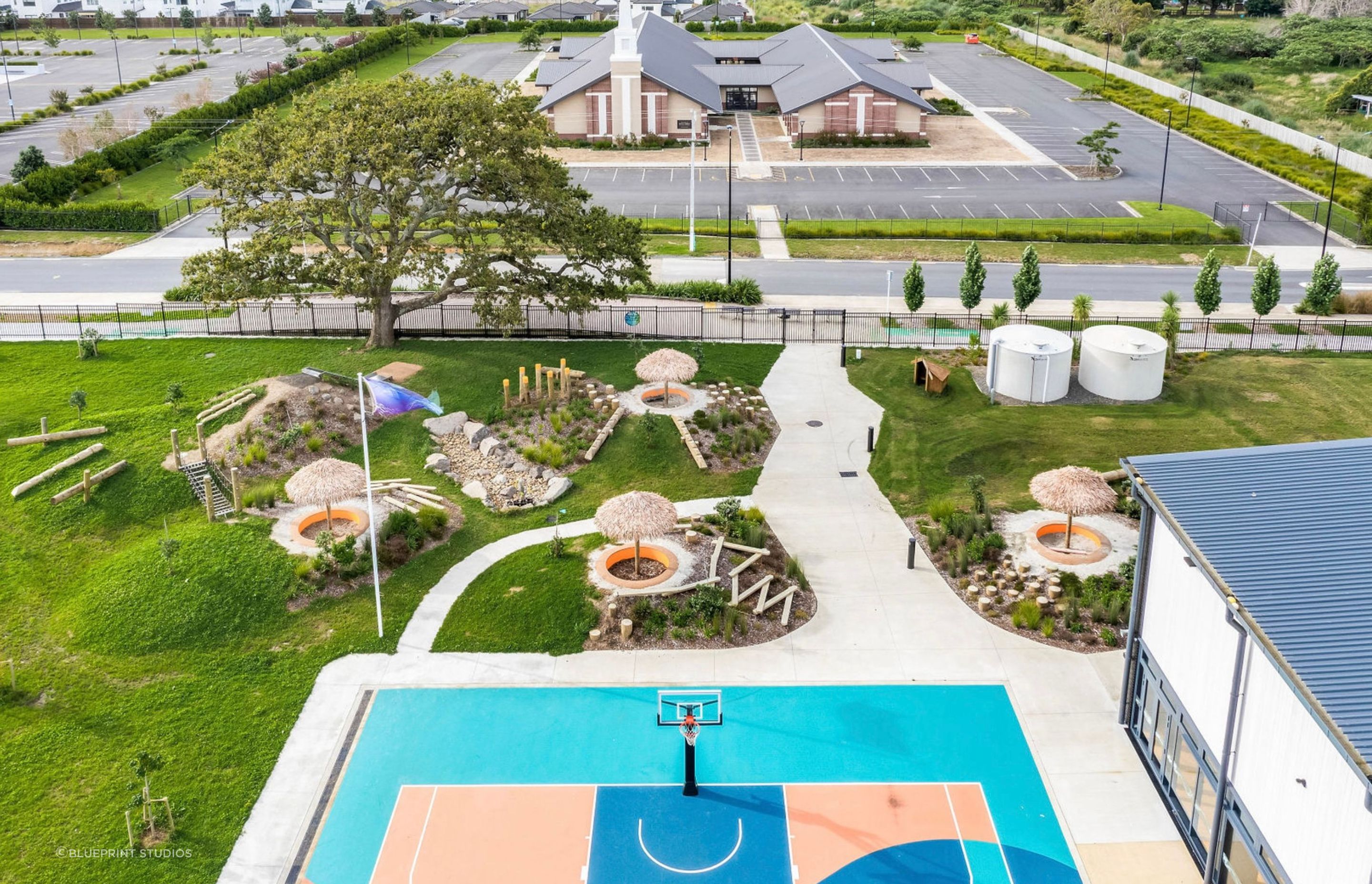 Prior to landscaping, the site had been compacted flat, with no grass or plant life in sight.