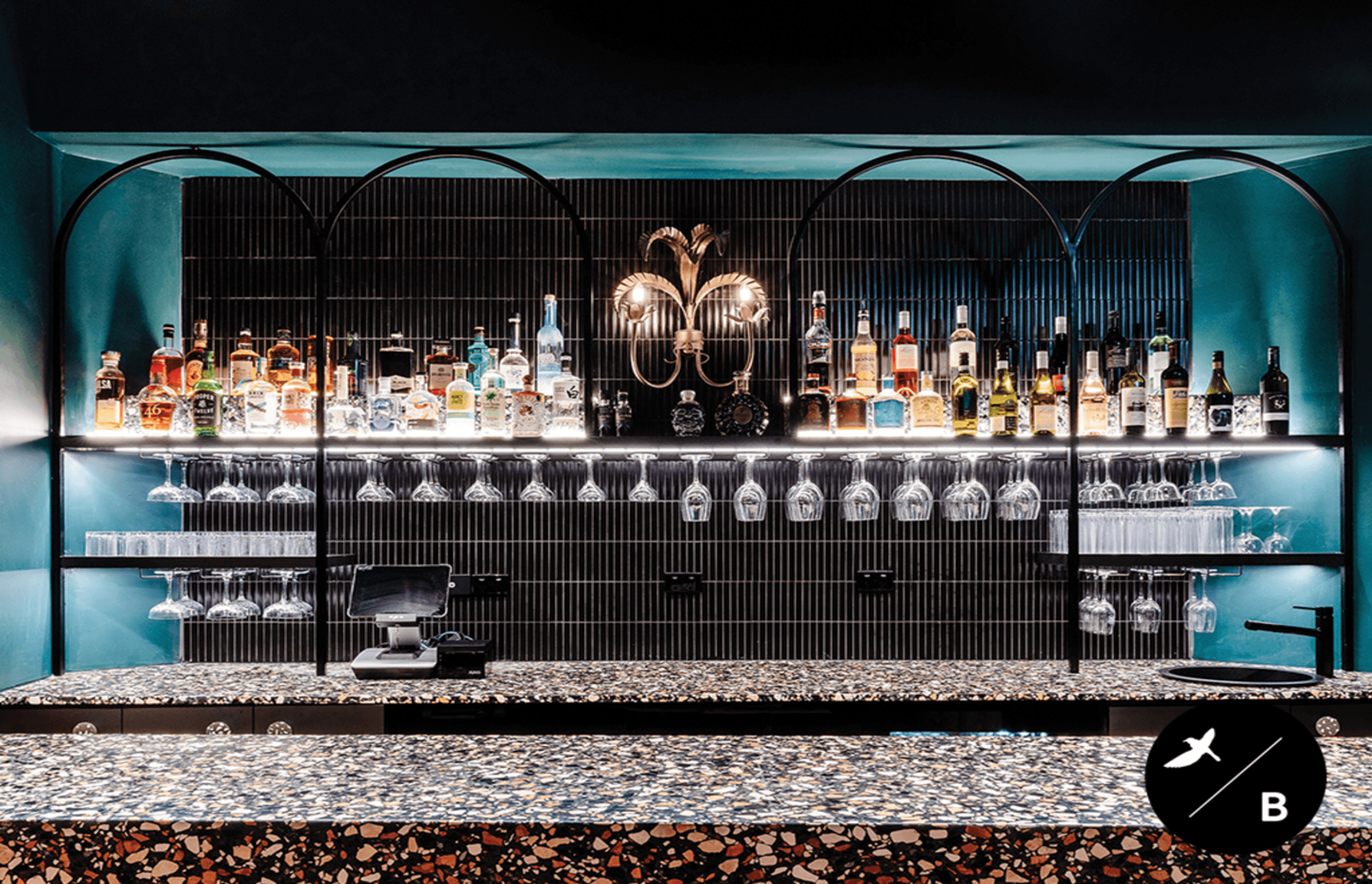 Welcome to '5 Beekman'! This stylish bar is adequately named after 5 Beekman Street, a building in the Financial District of Manhattan in New York City. Interior Design &amp; Furniture Curation: Birdblack Design. Builder: Big Island Construction. Photography: Better Together Photography Co.