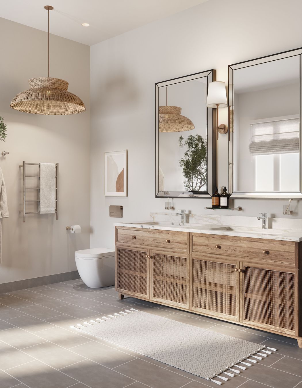 Bathroom Butler Polished 4600 Bathroom Accessories &amp; NATURAL 5 bar Heated Towel Rail