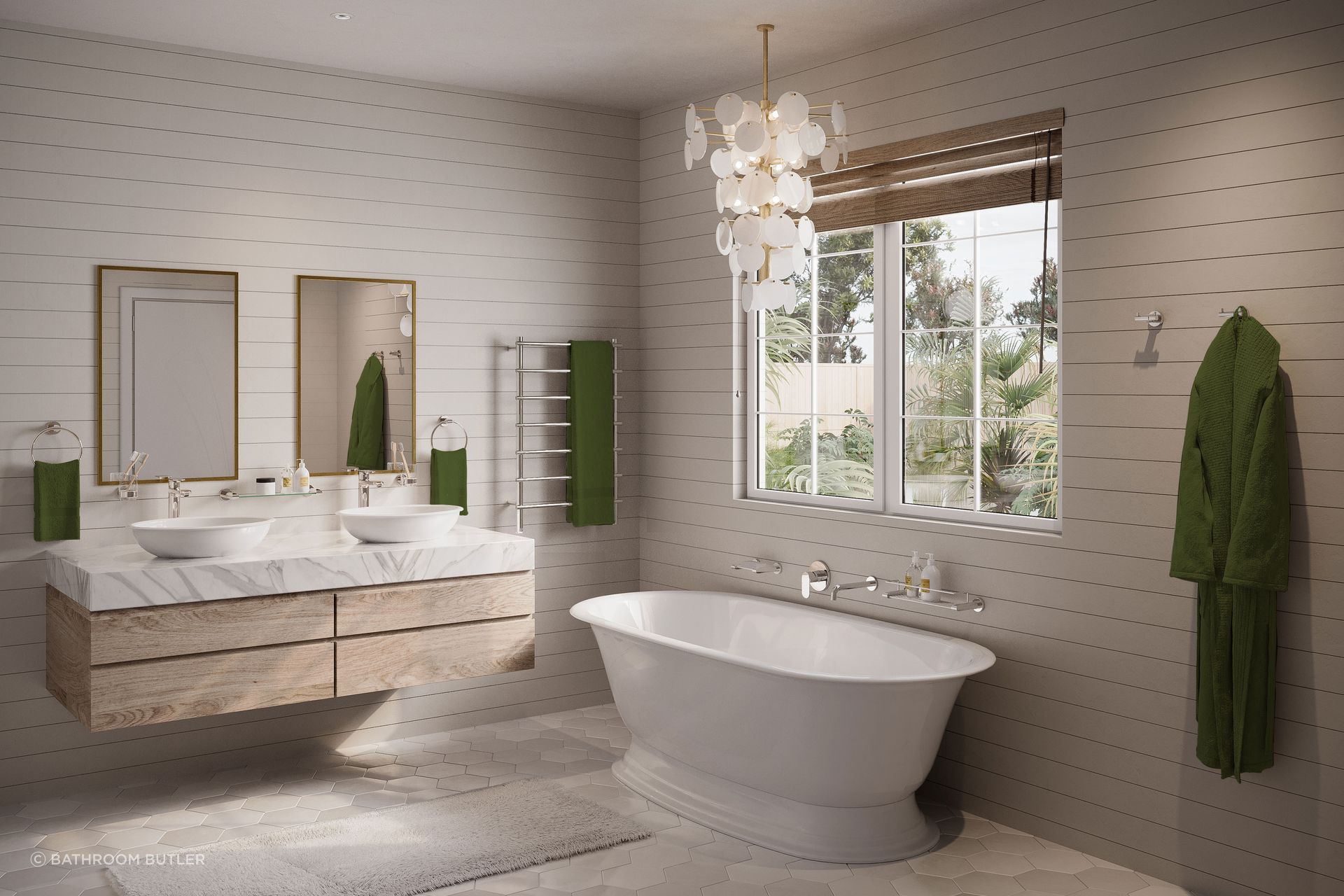 Bathroom Butler Polished 8200 Bathroom Accessories &amp; LOFT 7 bar Heated Towel Rail