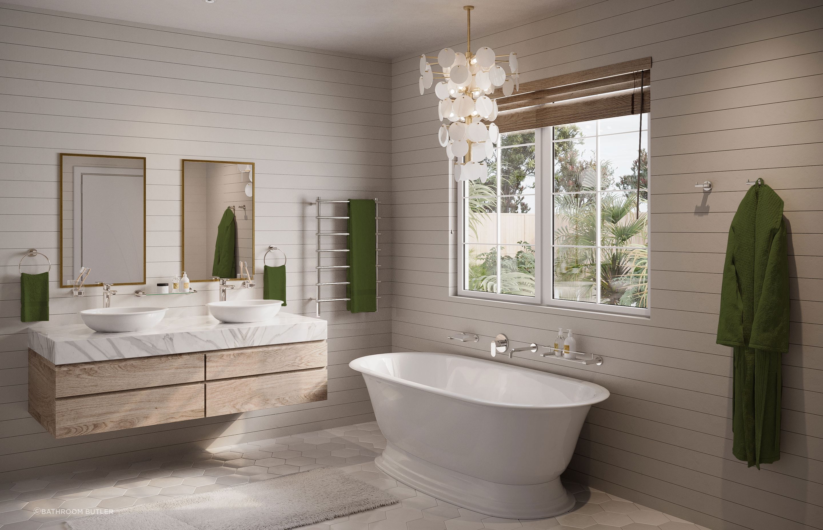 Bathroom Butler Polished 8200 Bathroom Accessories & LOFT 7 bar Heated Towel Rail