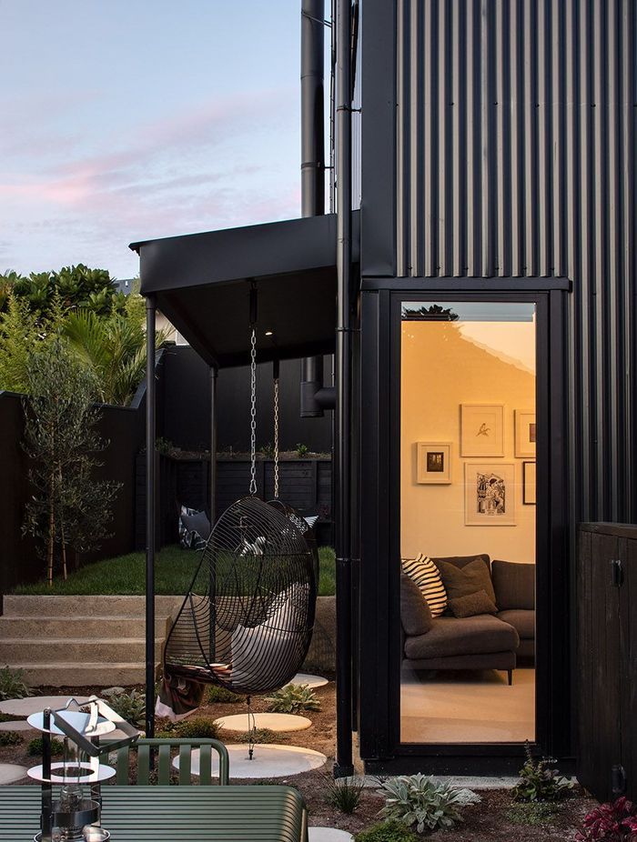 The courtyard and service area with herb garden.