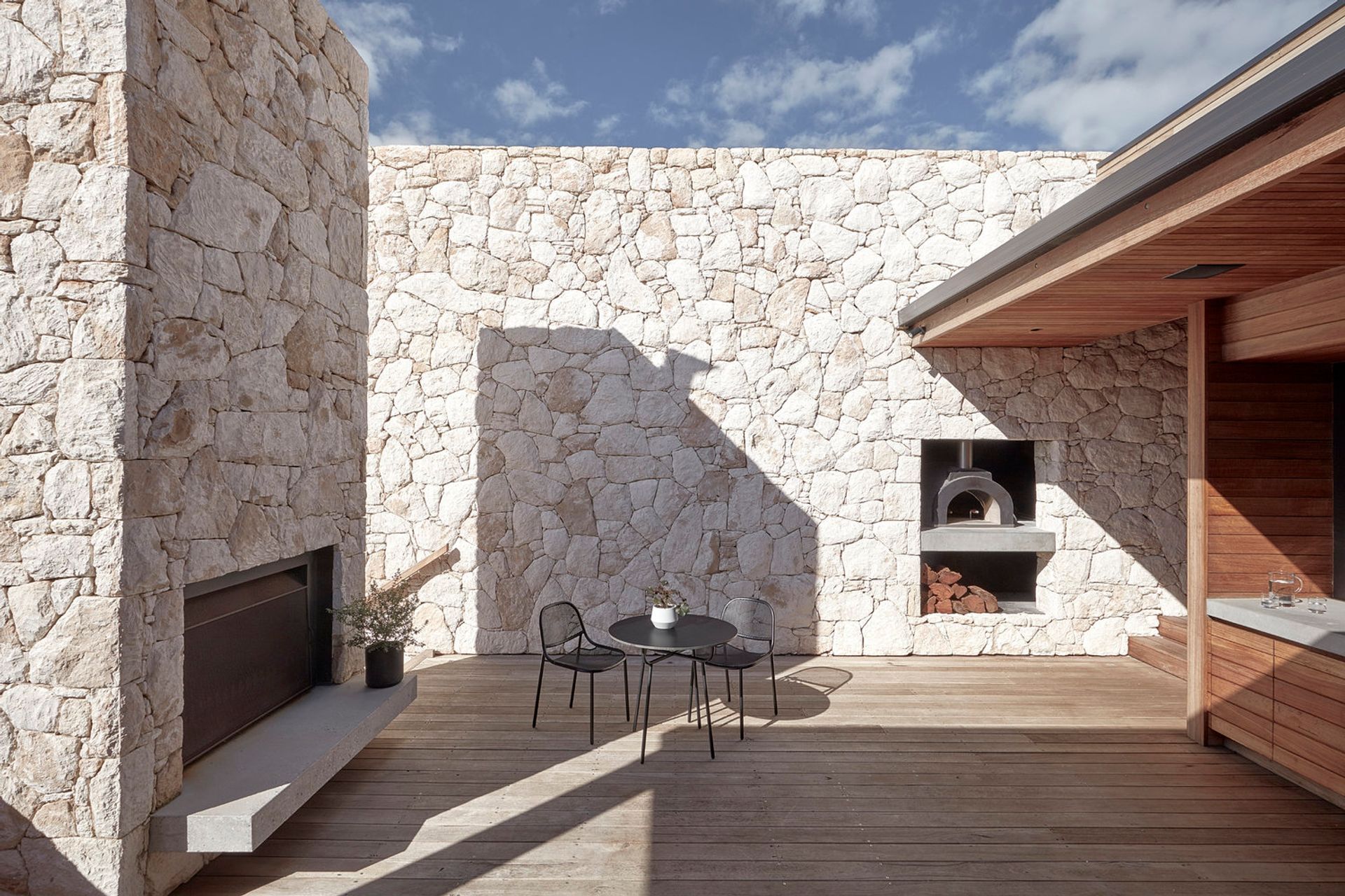 Timber decking comes in light and dark tones.