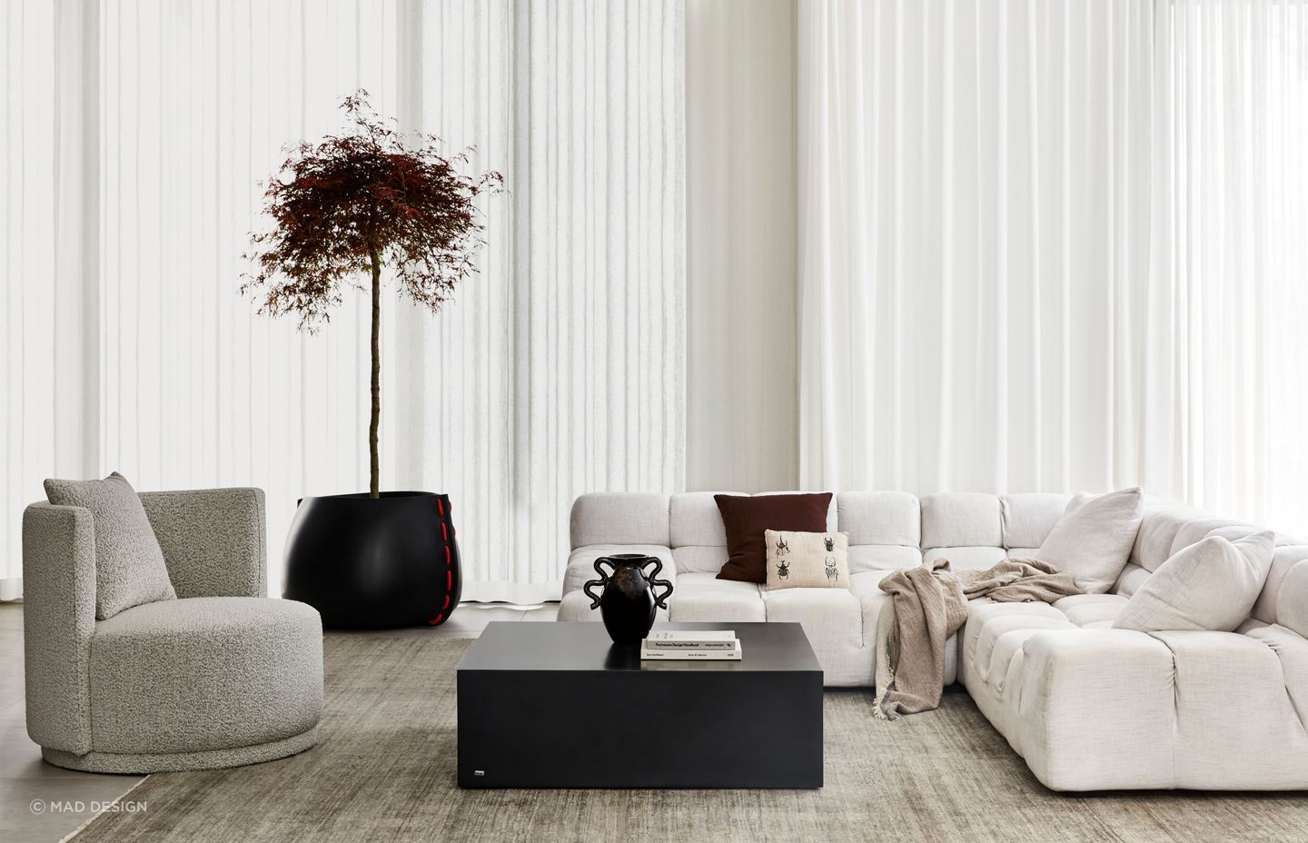 Bold yet minimalist, a concrete coffee table commands attention.