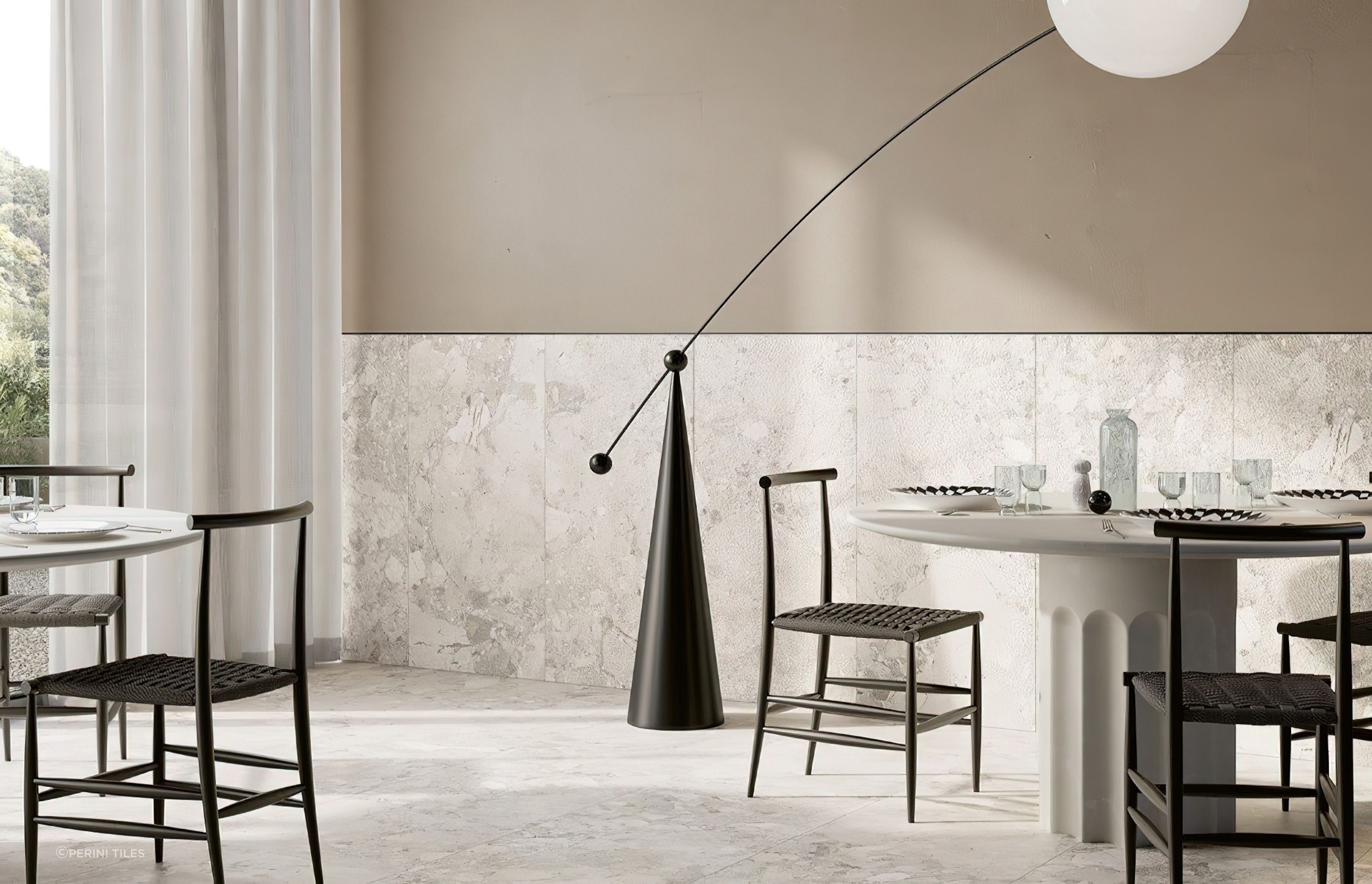 Rectangular shaped tiles are a popular choice as a floor tile however, they can also be used in creative ways throughout the home. In this example, our luxurious Brosa tiles are laid vertically across the wall to create a modern dado effect.