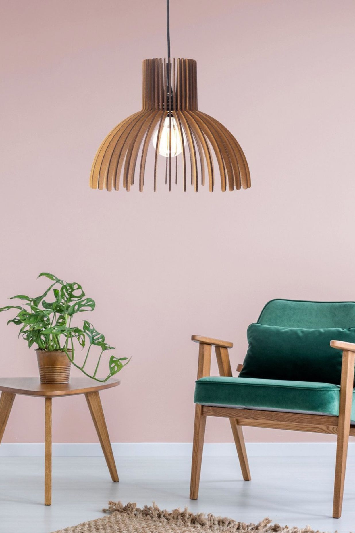 The 'Bell' pendant light by Dezaart, a contemporary plywood pendant made in Greece and available from Social Light.