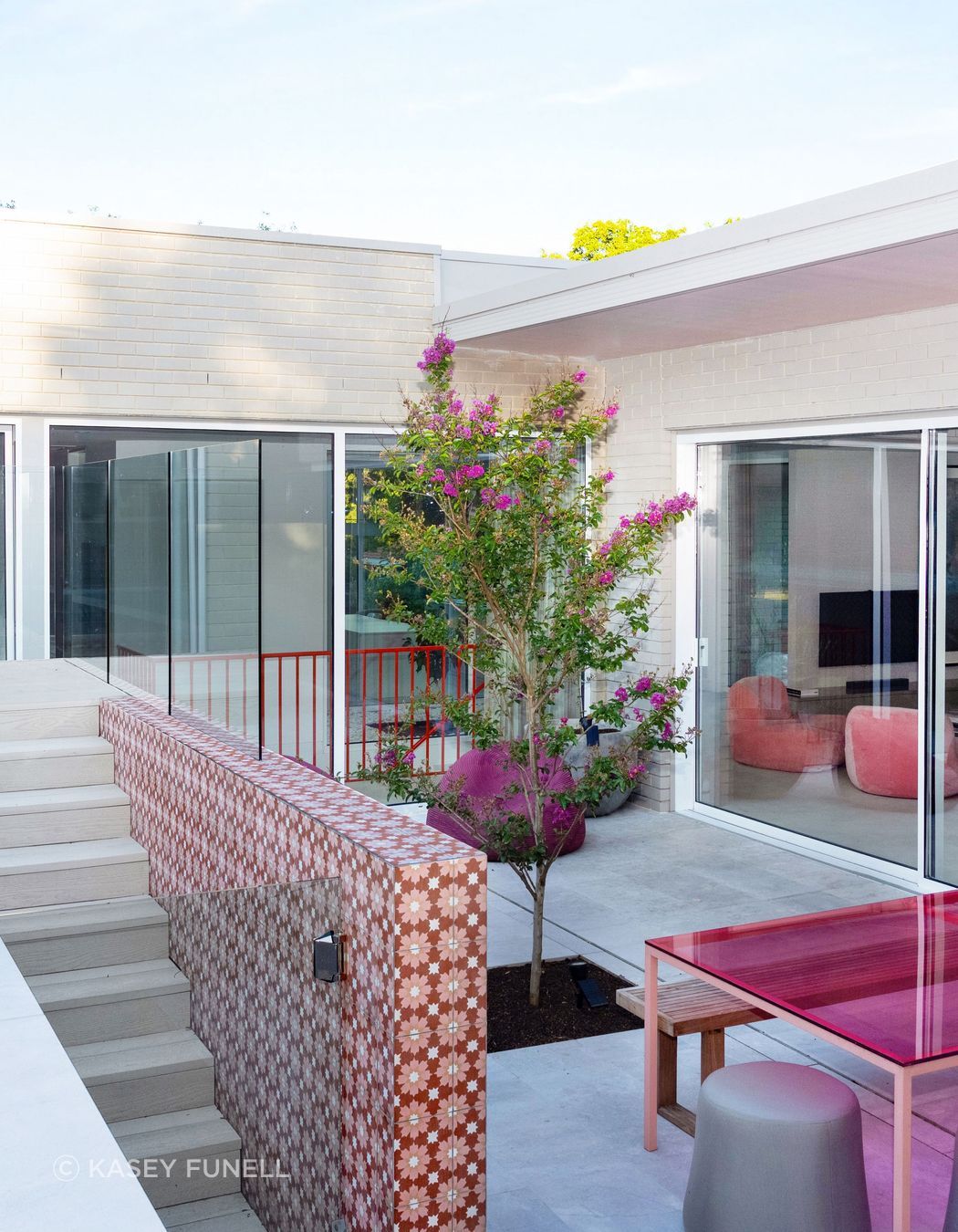 Narrabundah Haven in Canberra, featured in Inside Out magazine. Luna Chiaro Limestone creates seamless indoor-outdoor flow in this mid-century inspired home. A 2025 project where natural stone brings both beauty and the feeling of being "eternally on holiday."