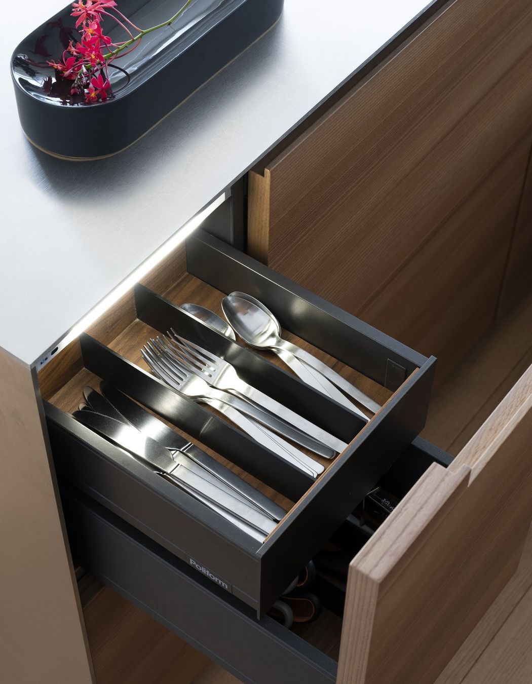 Cutlery featured in Poliform inserts in a condo in Sydney - Photography: Tom Ferguson