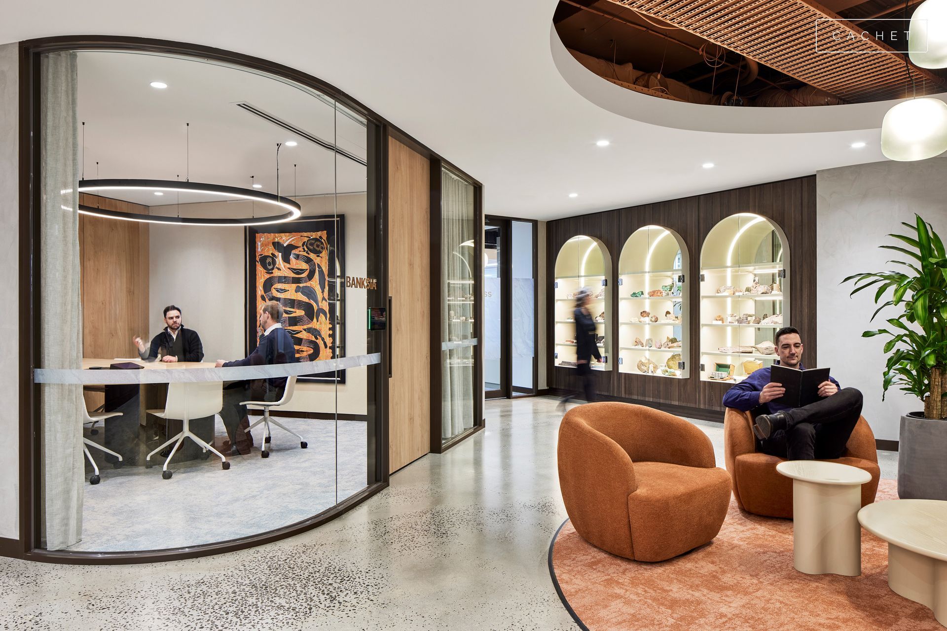 The MMG interior features curves and warm, rusty tones. Image credit: Lisbeth Grosmann