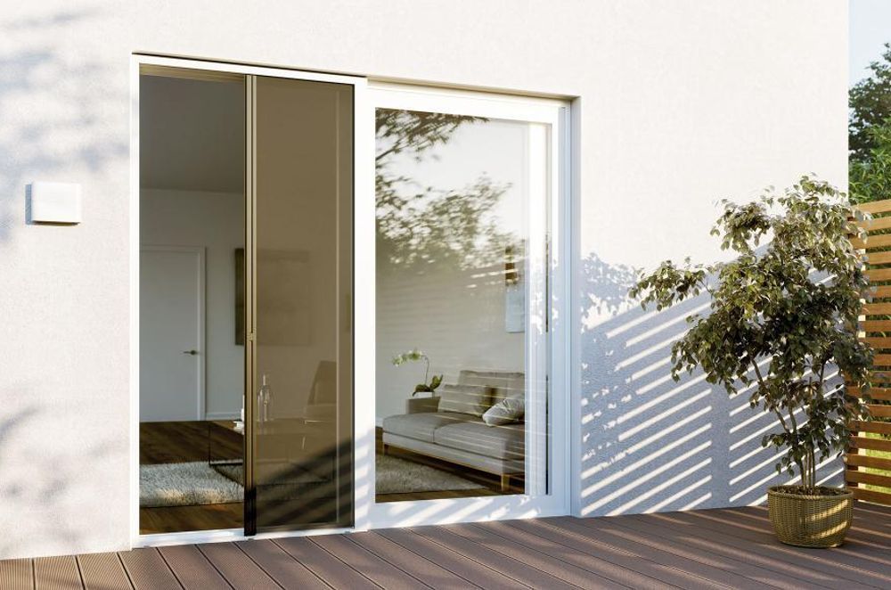 As seen here, the Centor S2 Insect Screen has been externally mounted. The aluminium frame has been powder-coated to match the adjacent joinery.