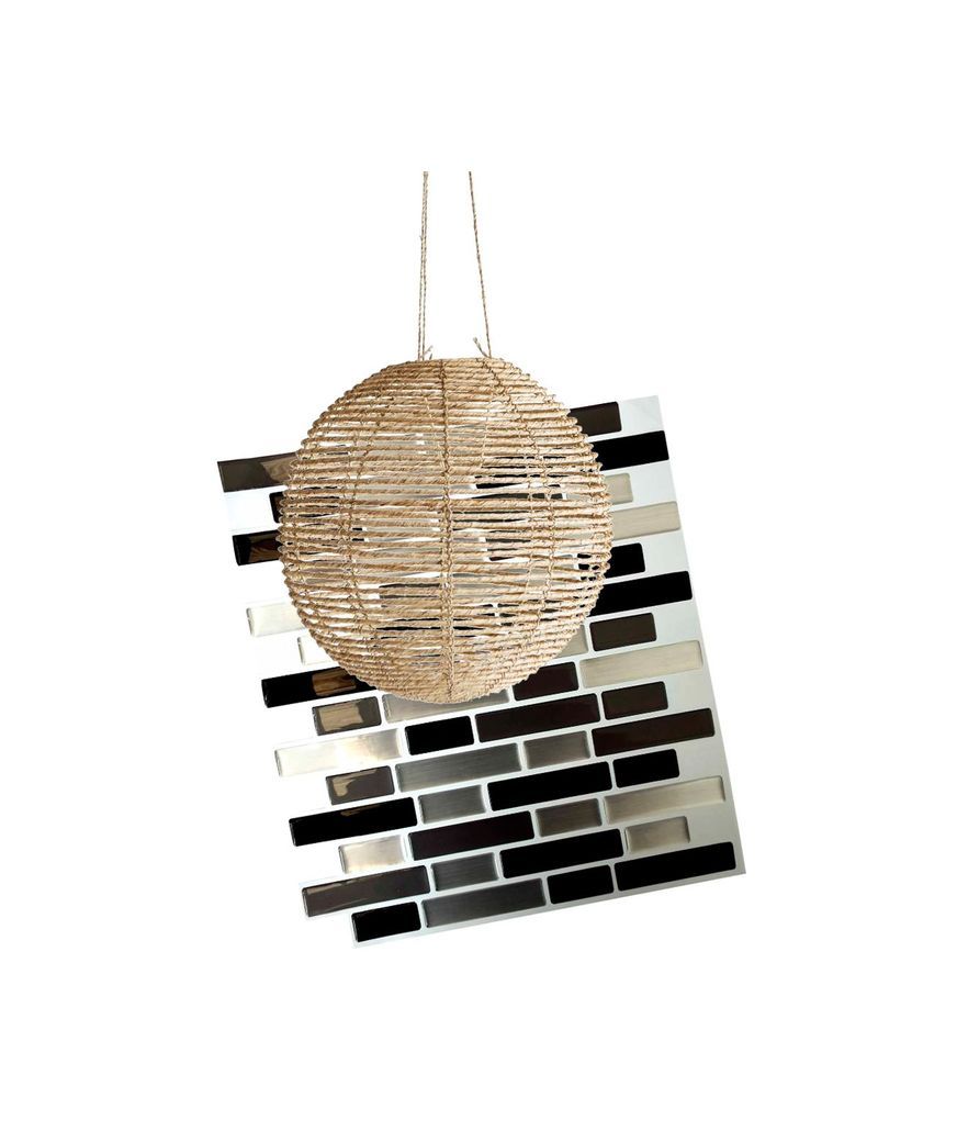 Metro ball lampshade, $279.99. from AC Homestore; Homelux peel & stick wall tiles $54.98 (pack of four), from Mitre 10