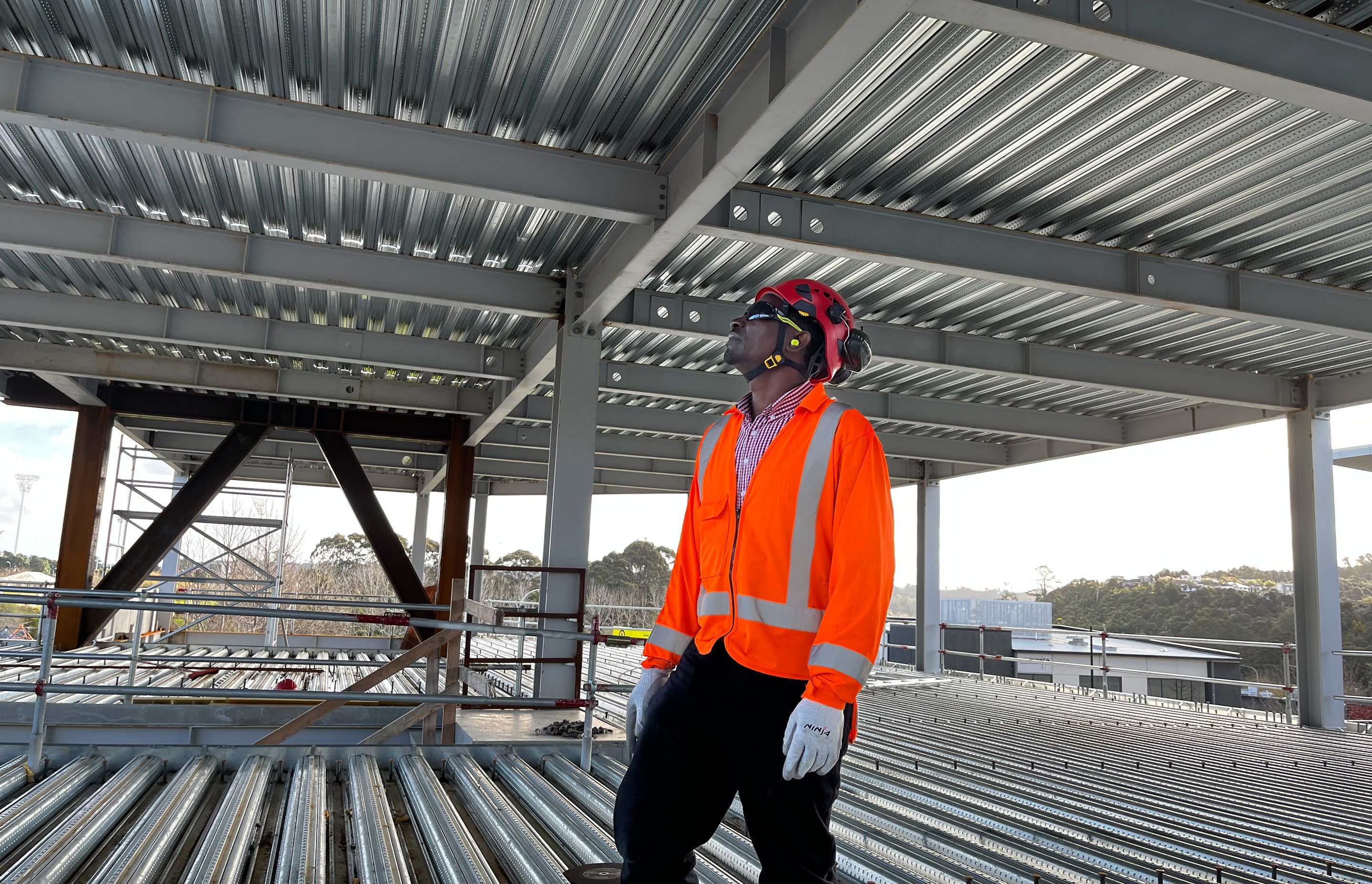 Comflor installation on multi-level commercial building.