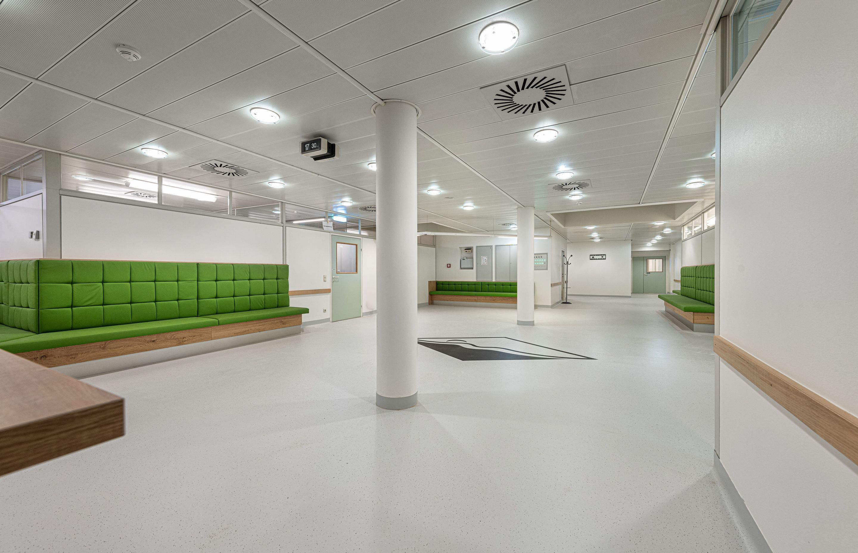 This healthcare waiting room is instantly refreshed with a pale floor colour and Bona Resilient coating.