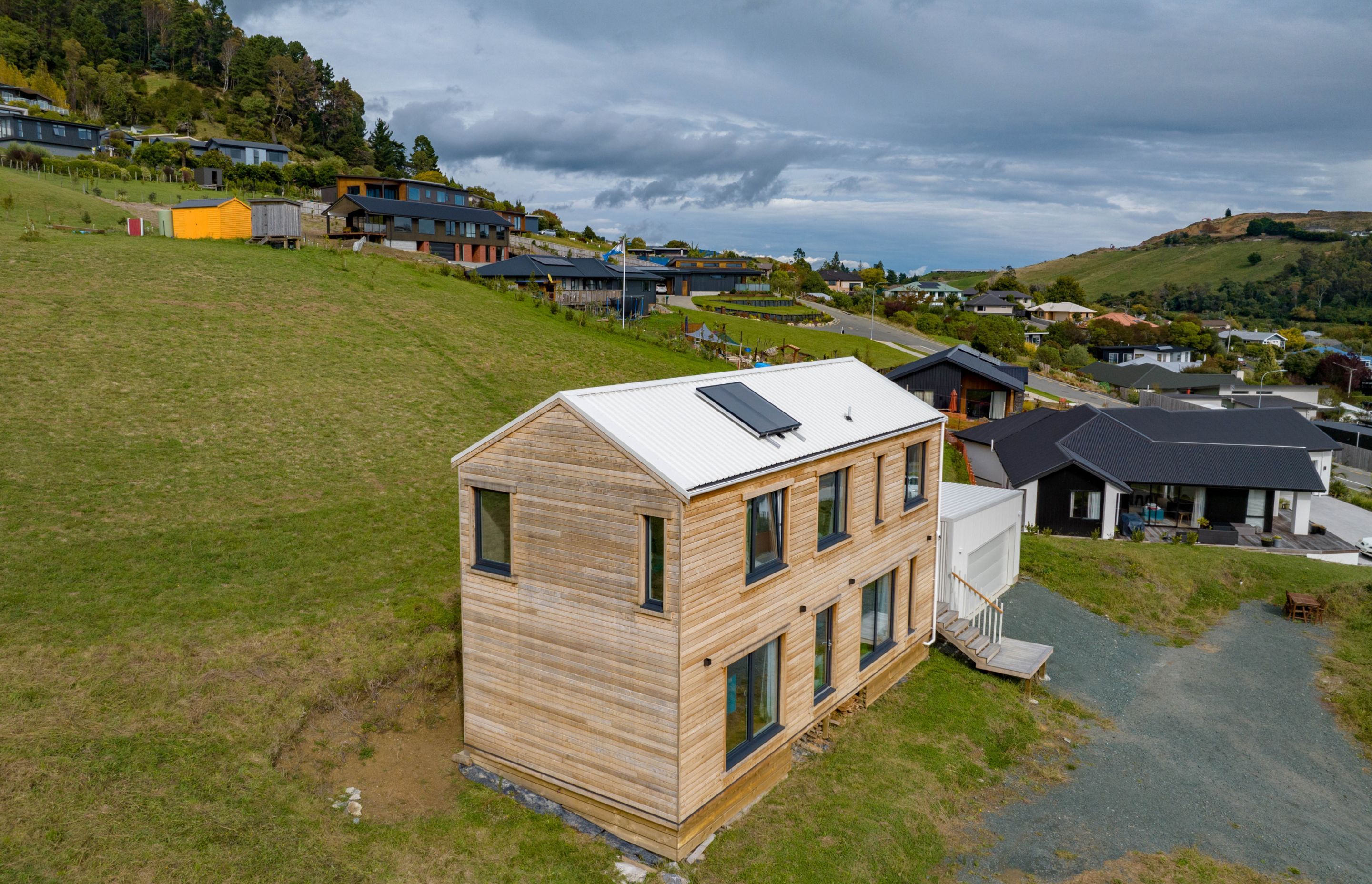 The skillion roof allows for added height in the upstairs bedrooms, creating the illusion of space in spite of the small footprint.