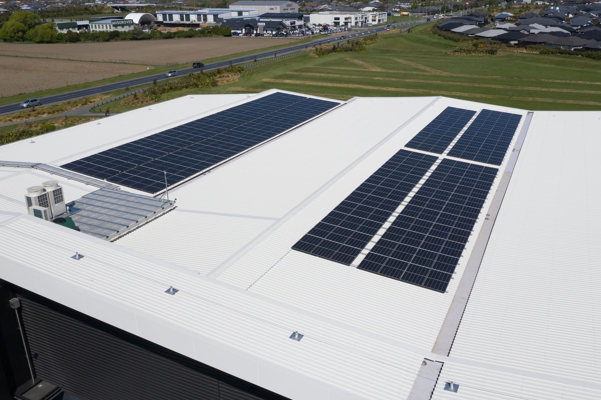 A photovoltaic array has been installed on the roof to offset the building’s energy consumption and to power the EV chargers that have been installed in the car park.