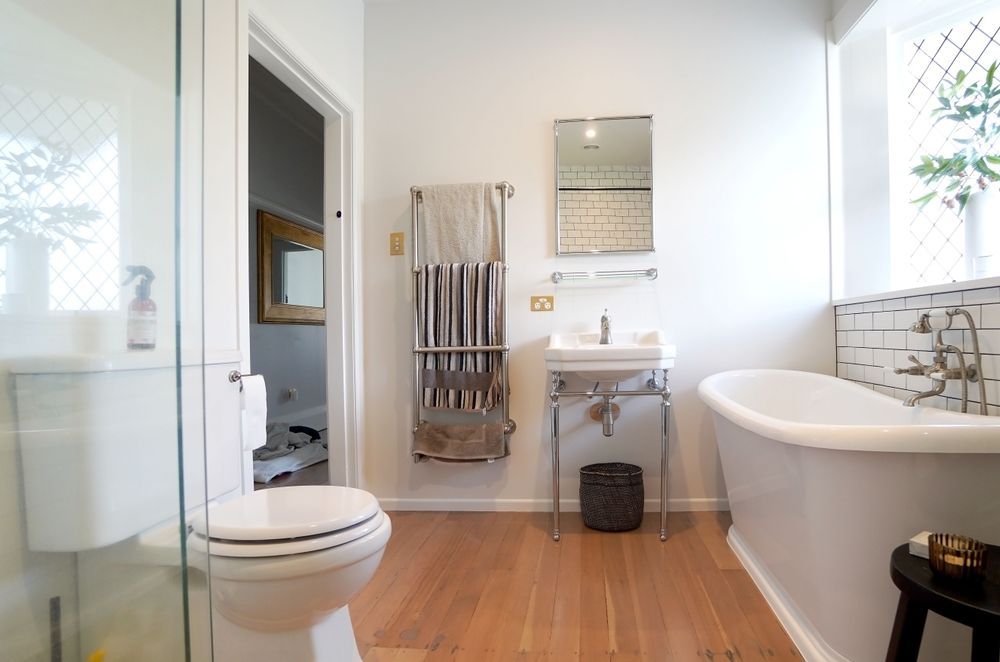 Small Bathroom With a Sliding Door