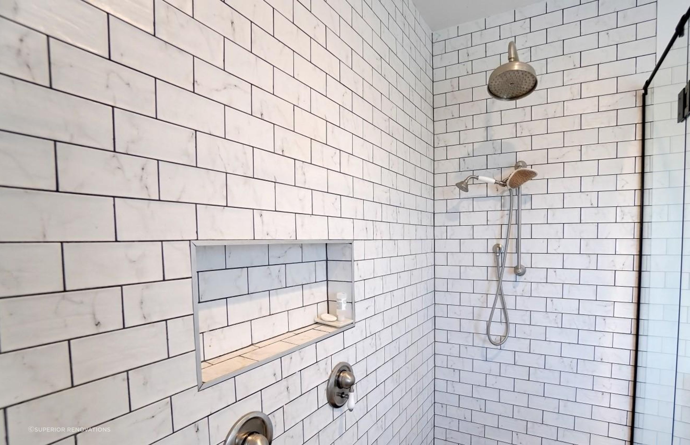 Tiling to the ceiling in vintage bathroom renovation