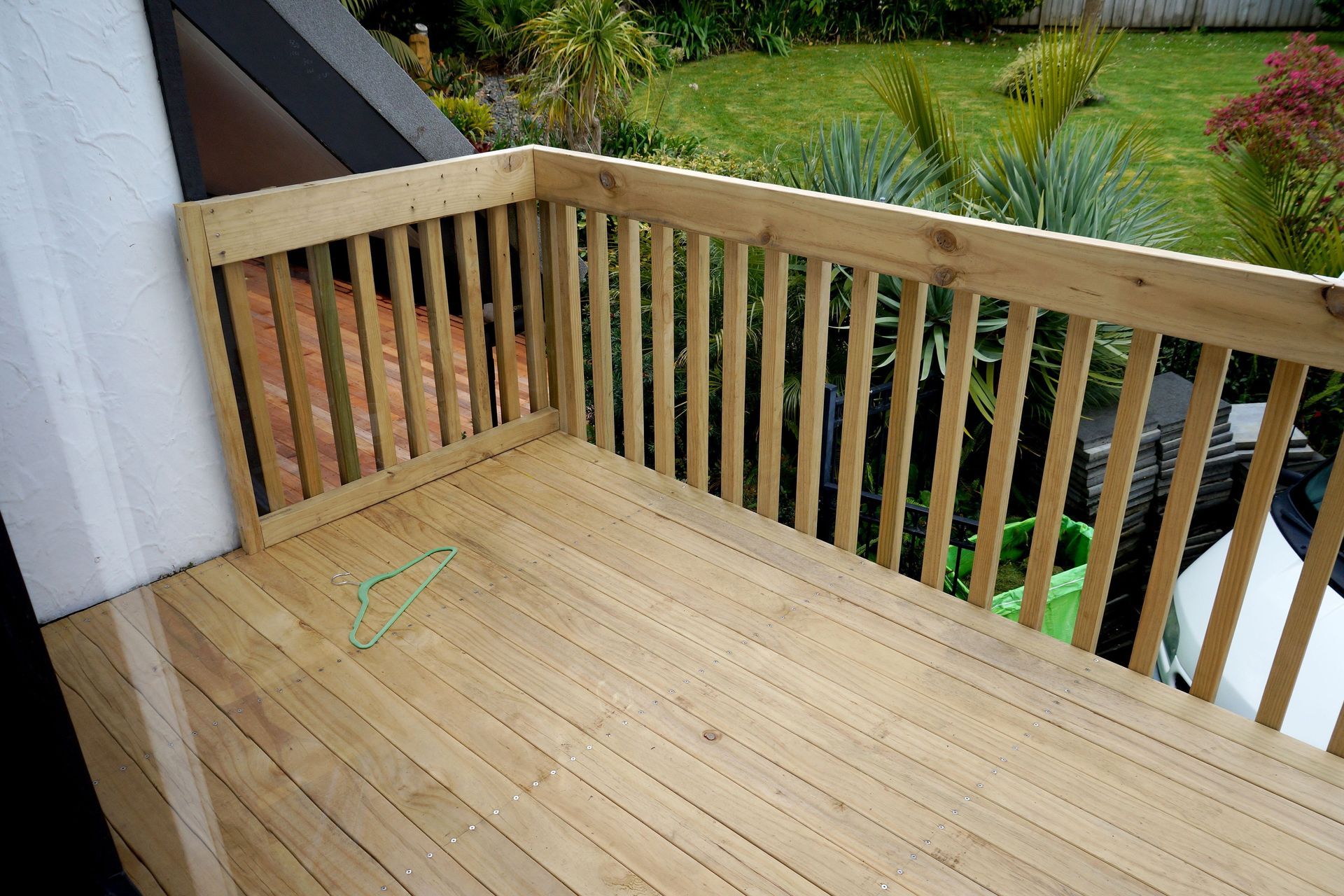 Timber deck built on the second level of the house with Pine which leads from the master bedroom suite.