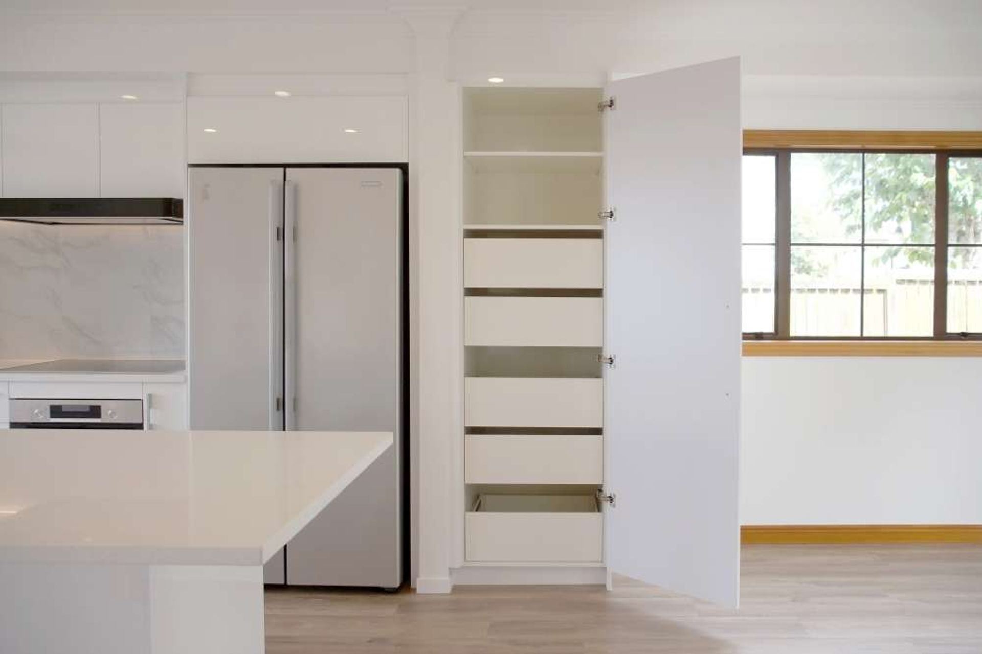 Custom built pantry with drawers (Kitchen renovation in Blockhouse Bay)