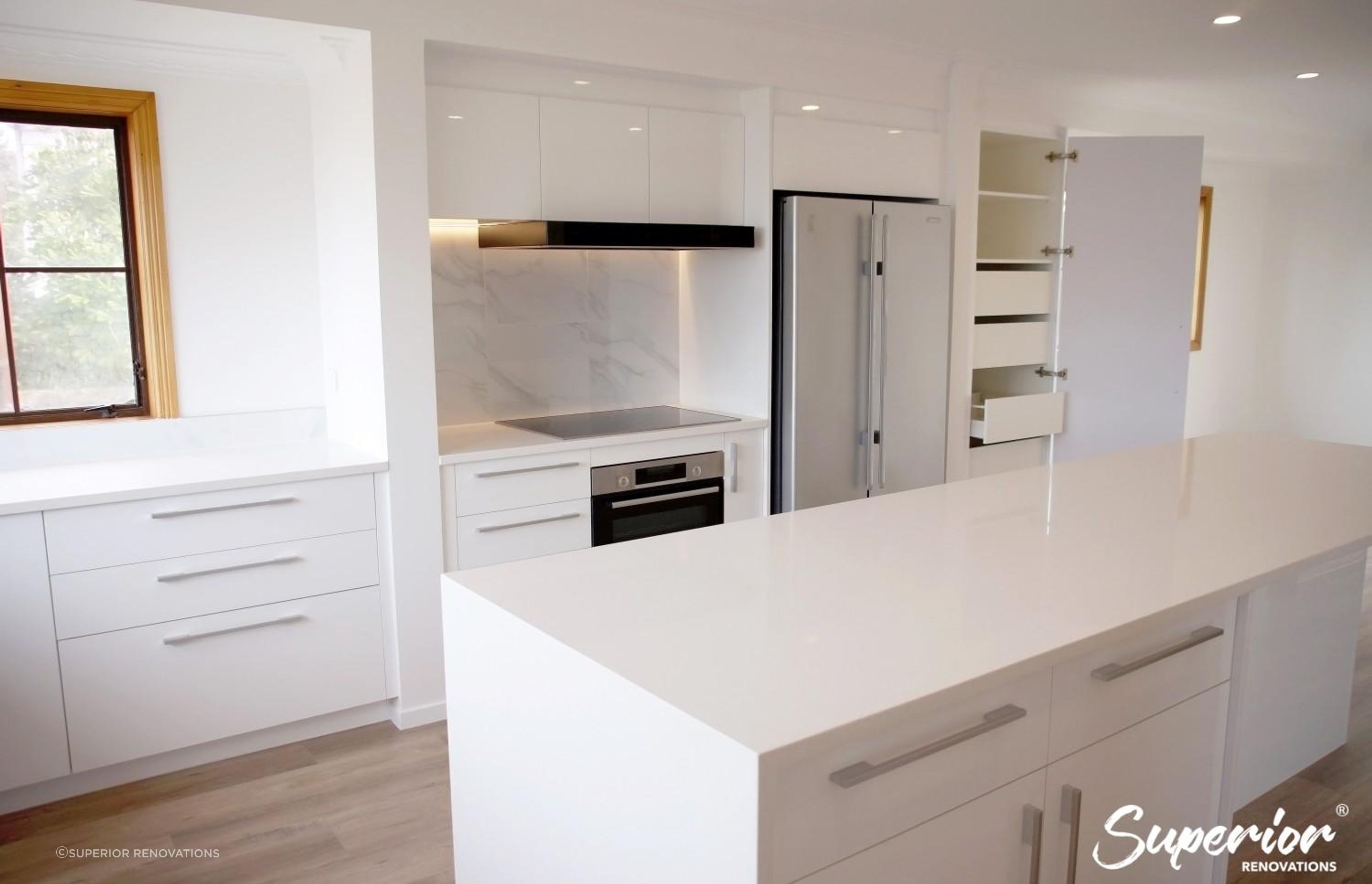 Kitchen renovation in Blockhouse Bay – This island provides plenty of storage cabinets as well as counter space