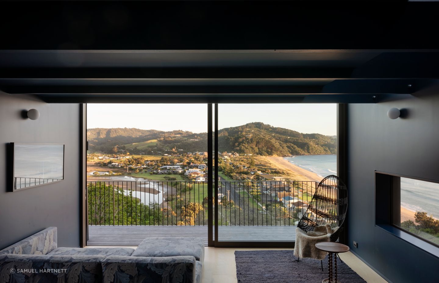 Although the house is 87sqm it can accommodate guests. “There are so many different spaces,” says homeowner and interior designer Natalie Parke. The sofa is from Simon James and the hanging chair is by John Crichton.