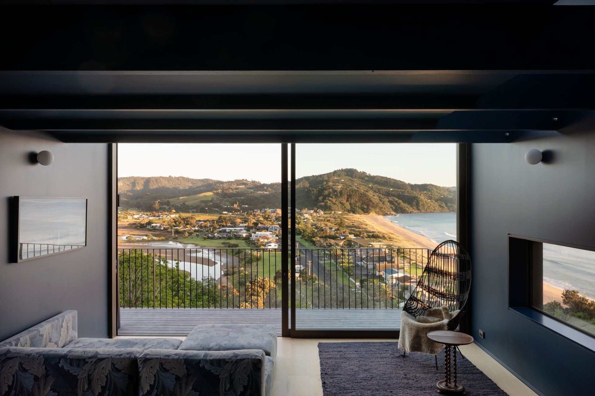 Although the house is 87sqm it can accommodate guests. “There are so many different spaces,” says homeowner and interior designer Natalie Parke. The sofa is from Simon James and the hanging chair is by John Crichton.