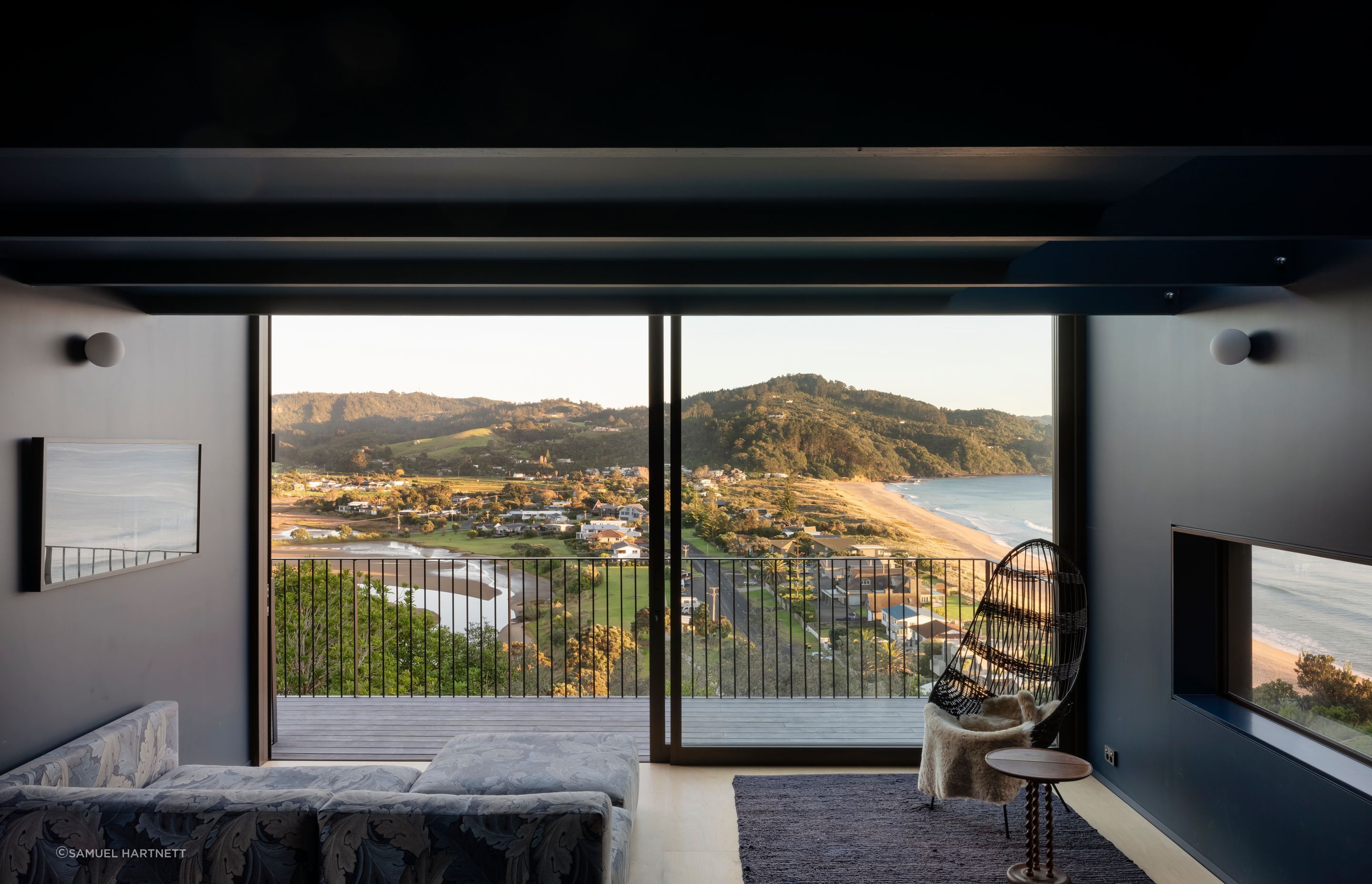 Although the house is 87sqm it can accommodate guests. “There are so many different spaces,” says homeowner and interior designer Natalie Parke. The sofa is from Simon James and the hanging chair is by John Crichton.