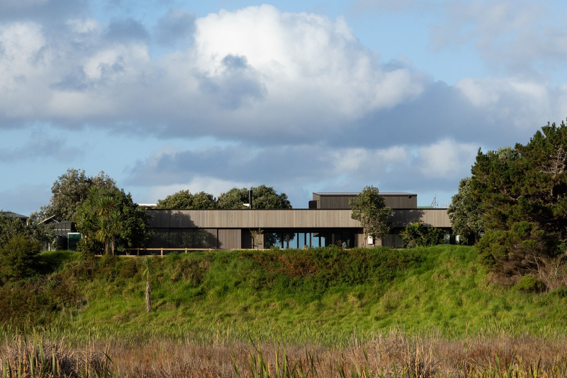 The home seen from the wetland reserve below. Image credit: David Straight