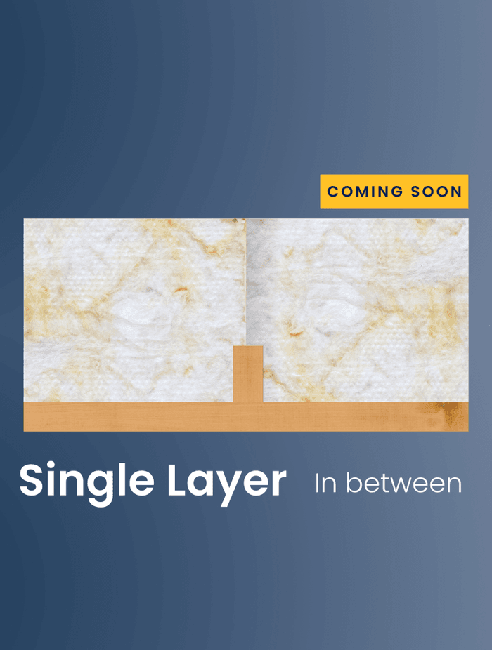 R7.3 product (450mm wide) is installed in-between the joists, then spills over the top to cover the joists.