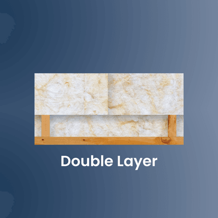 High Density R1.8 product installed in between the joists, then R5.2 product is laid over the top.