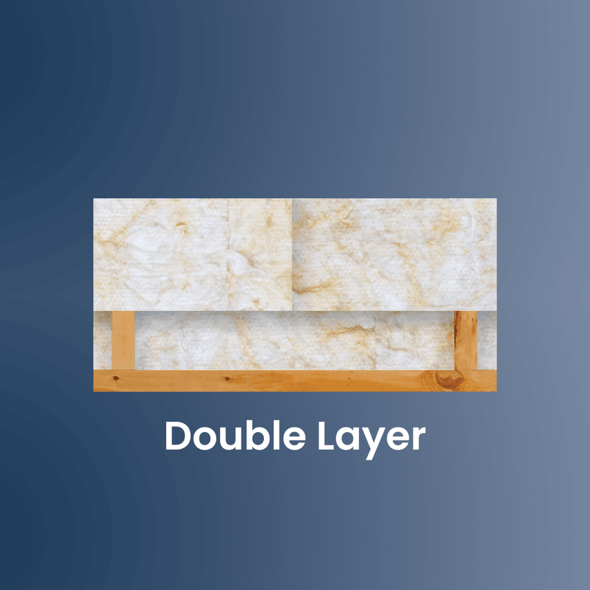 High Density R1.8 product installed in between the joists, then R5.2 product is laid over the top.