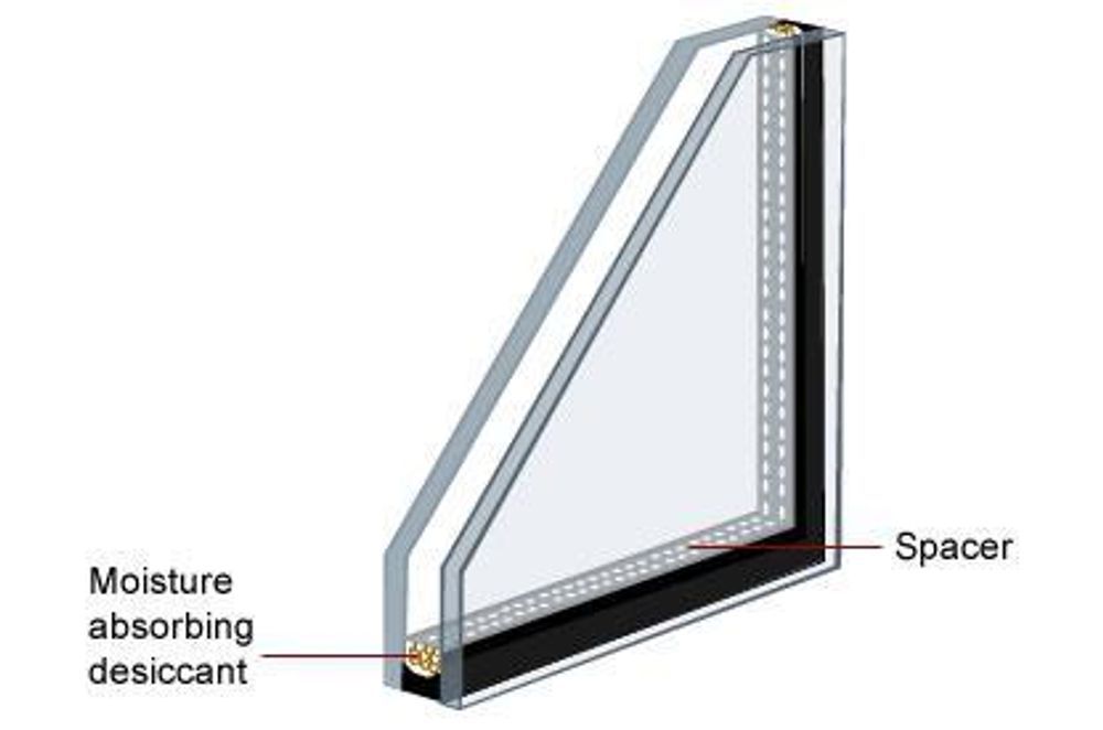 An Insulated Glass unit with 2 panes of glass with a Spacer in the middle. Photo credit by https://build.com.au/what-are-double-glazed-windows