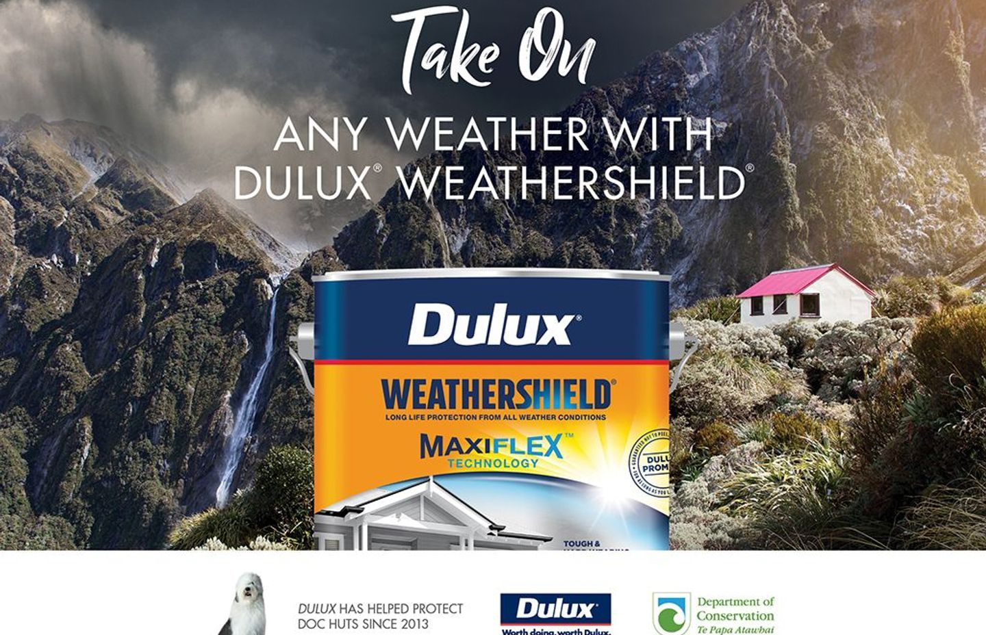 Dulux® Weathershield® MaxiFlex™ on Castle Rocks Hut, Franz Josef Glacier
