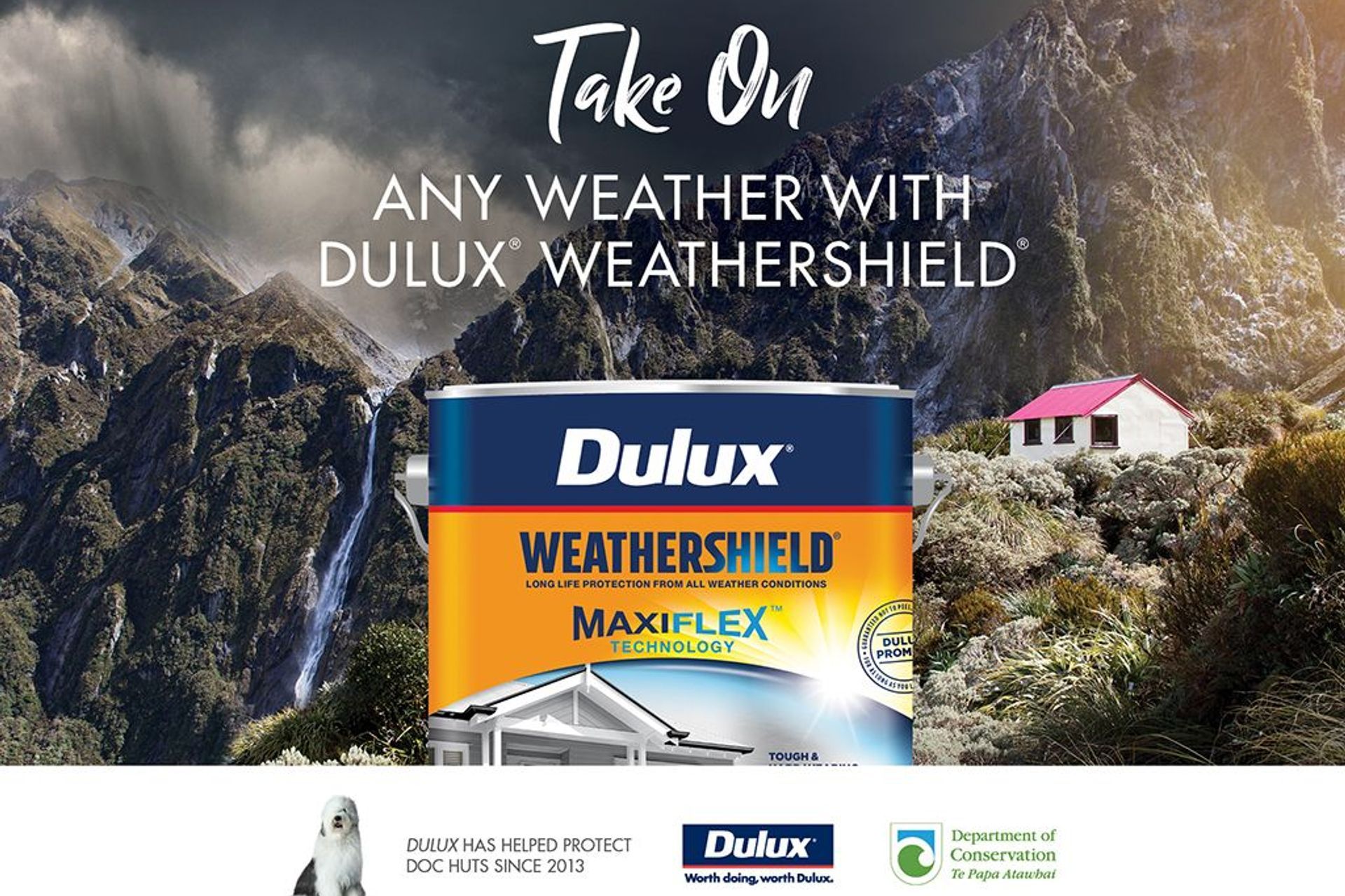 Dulux® Weathershield® MaxiFlex™ on Castle Rocks Hut, Franz Josef Glacier