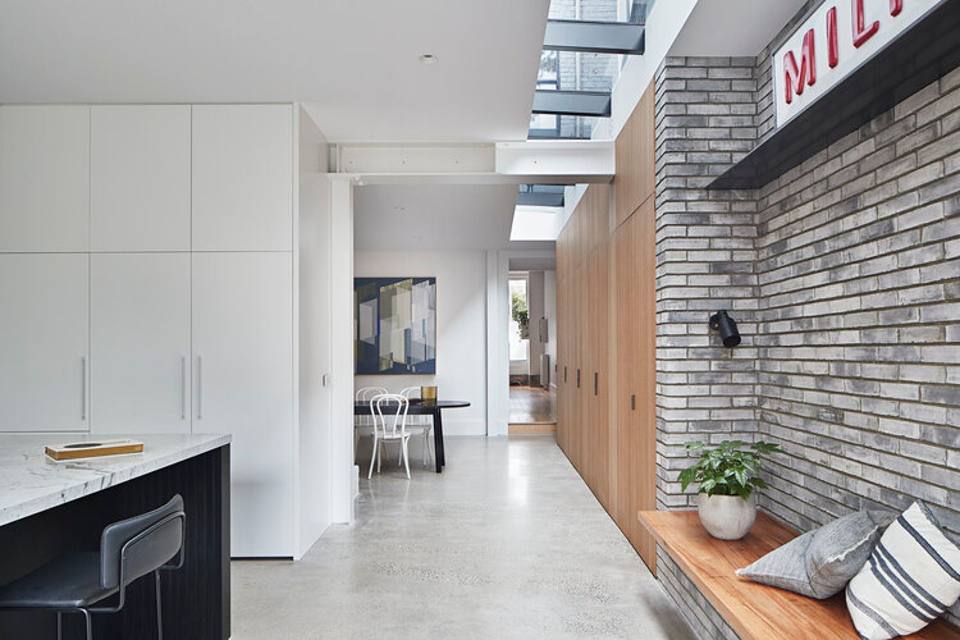 Terrace houses often need skylights to bring light into their deep and narrow floorplans, as seen in South Melbourne Terrace.