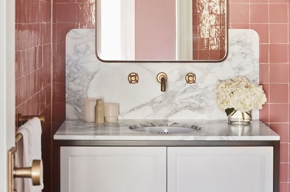 Lindfield Residence Bathroom with hues of coral - Photographer: Prue Roscoe