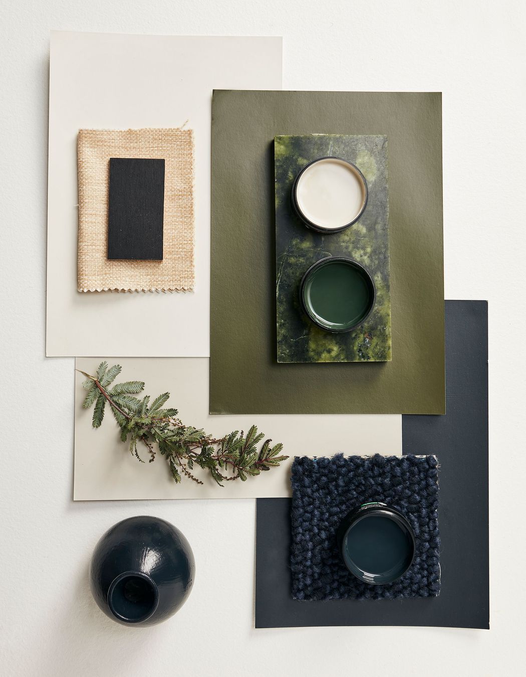 Deep green sit in harmony within a rich, natural palette.