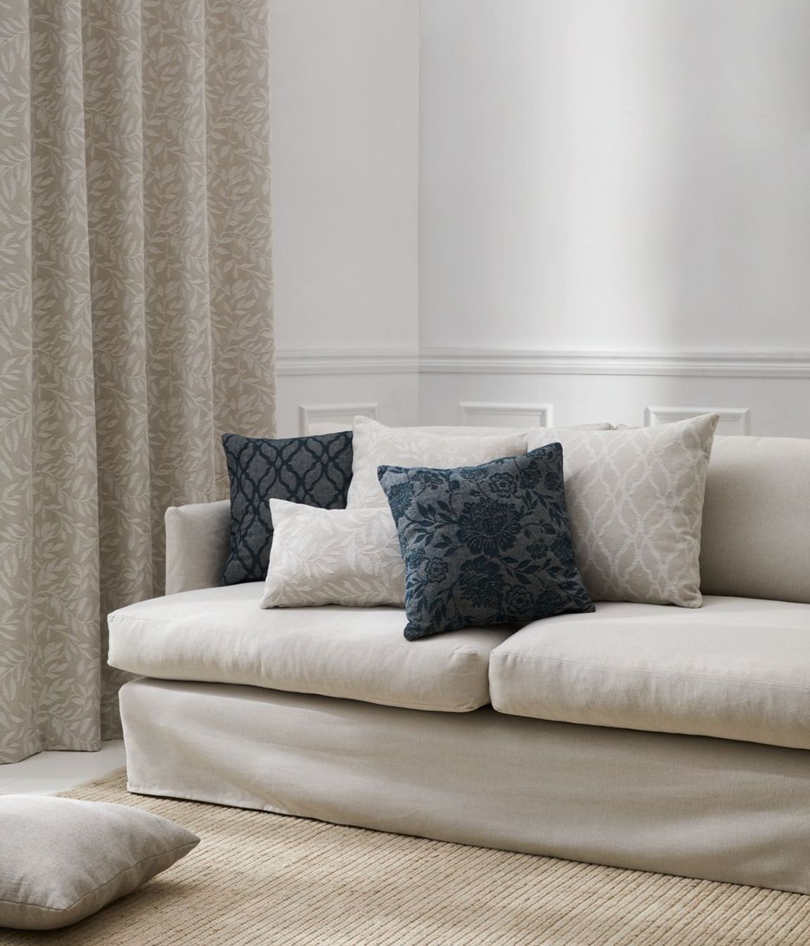 Image credit: Drapery fabric is Frances Ivory from the Elsie Collection by Warwick Fabrics.