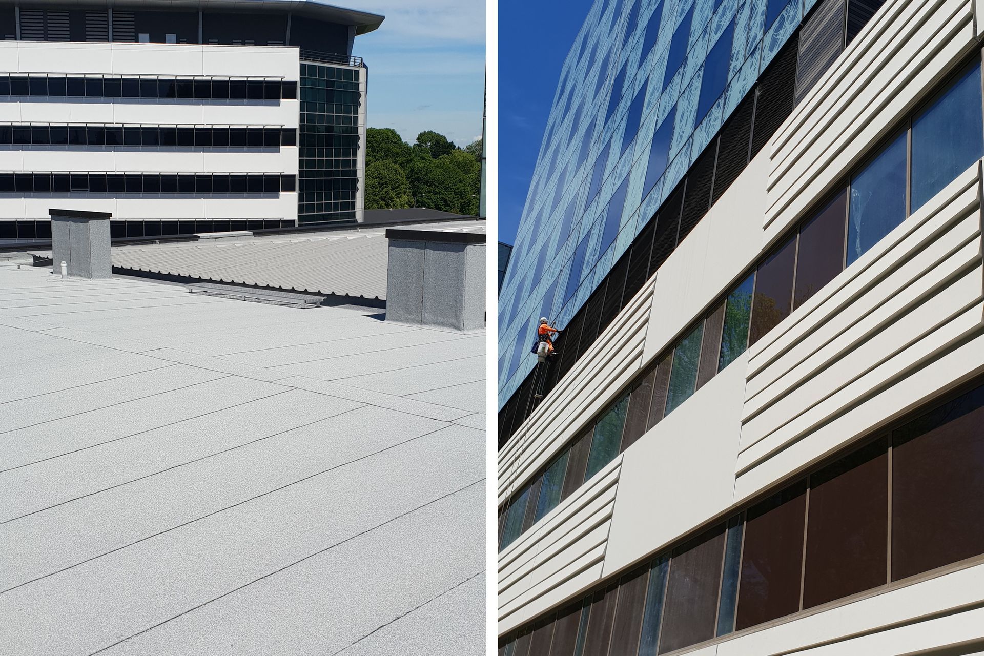 Equus Soprema DuO (left) is a 4mm, single-layer flexible waterproofing membrane system with integrated vapour distribution capacity allowing trapped vapour to expand without bubbling. Keim Granital (right) is an extremely long-life, silicate-based exterio