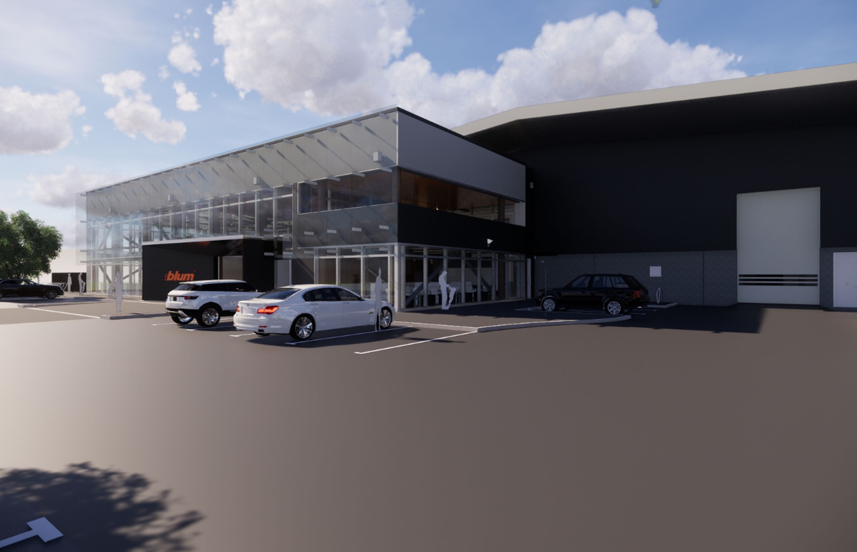 An artist's impression of the new showroom/office/warehouse facility.