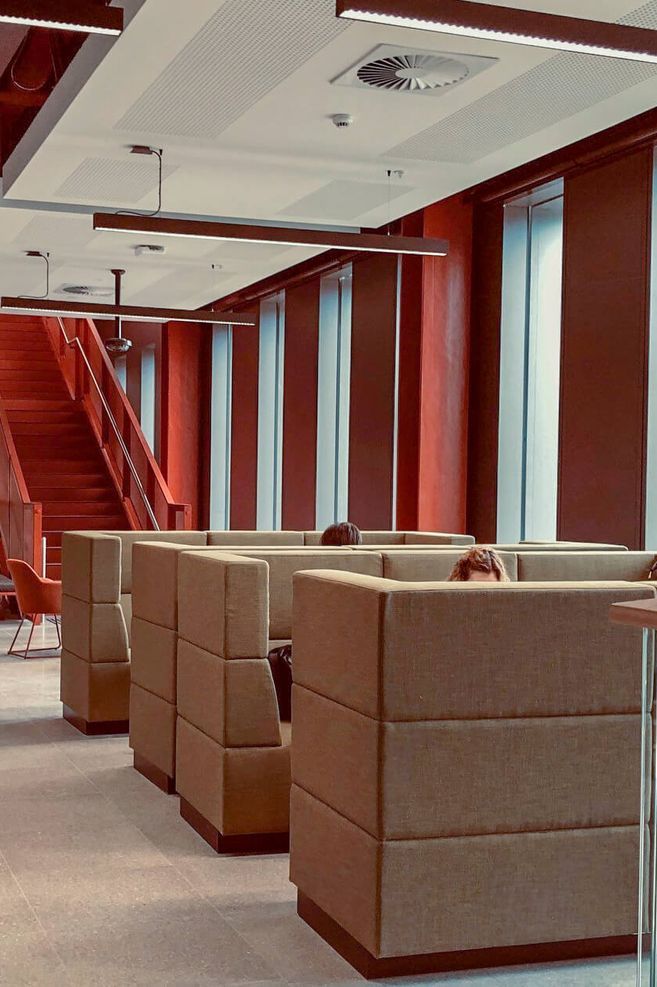 Collaborative acoustic lounges at Woodside Design and Technology Building (Monash University)