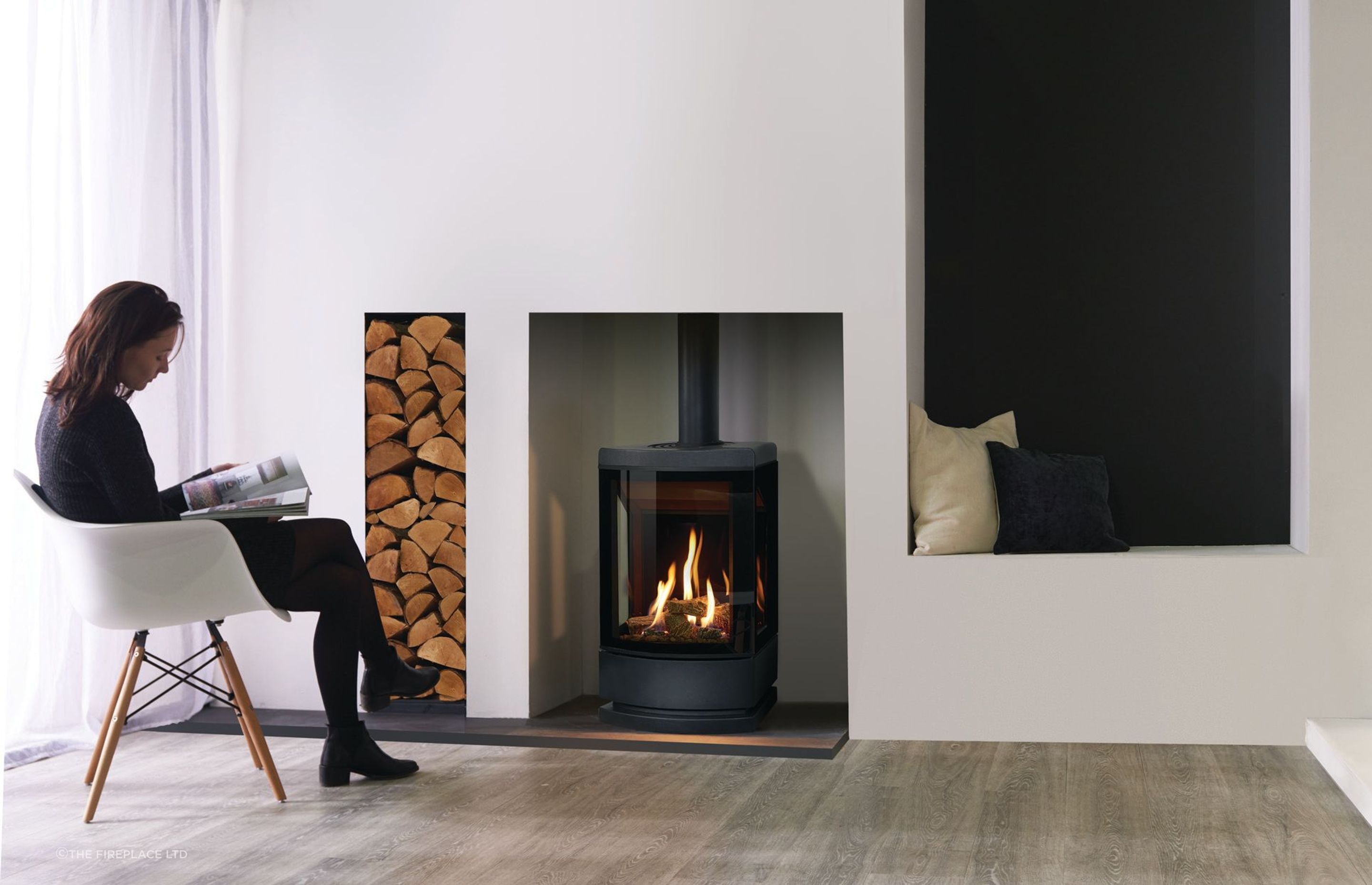 Fan-free and quiet, the Gazco Loft 3-Sided Freestanding Gas Fireplace is a great lifestyle choice for a fireplace